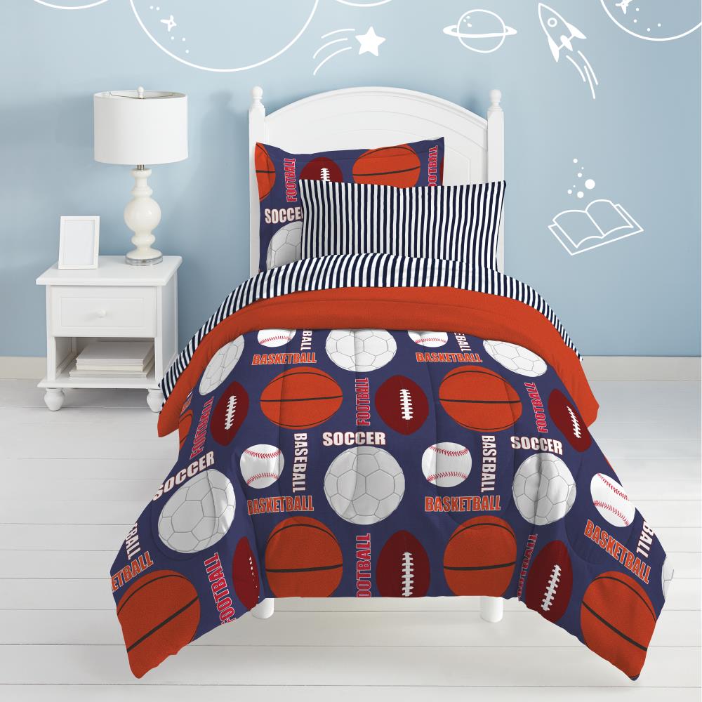 Navy Sports Theme Full Microfiber Kids Bed Set