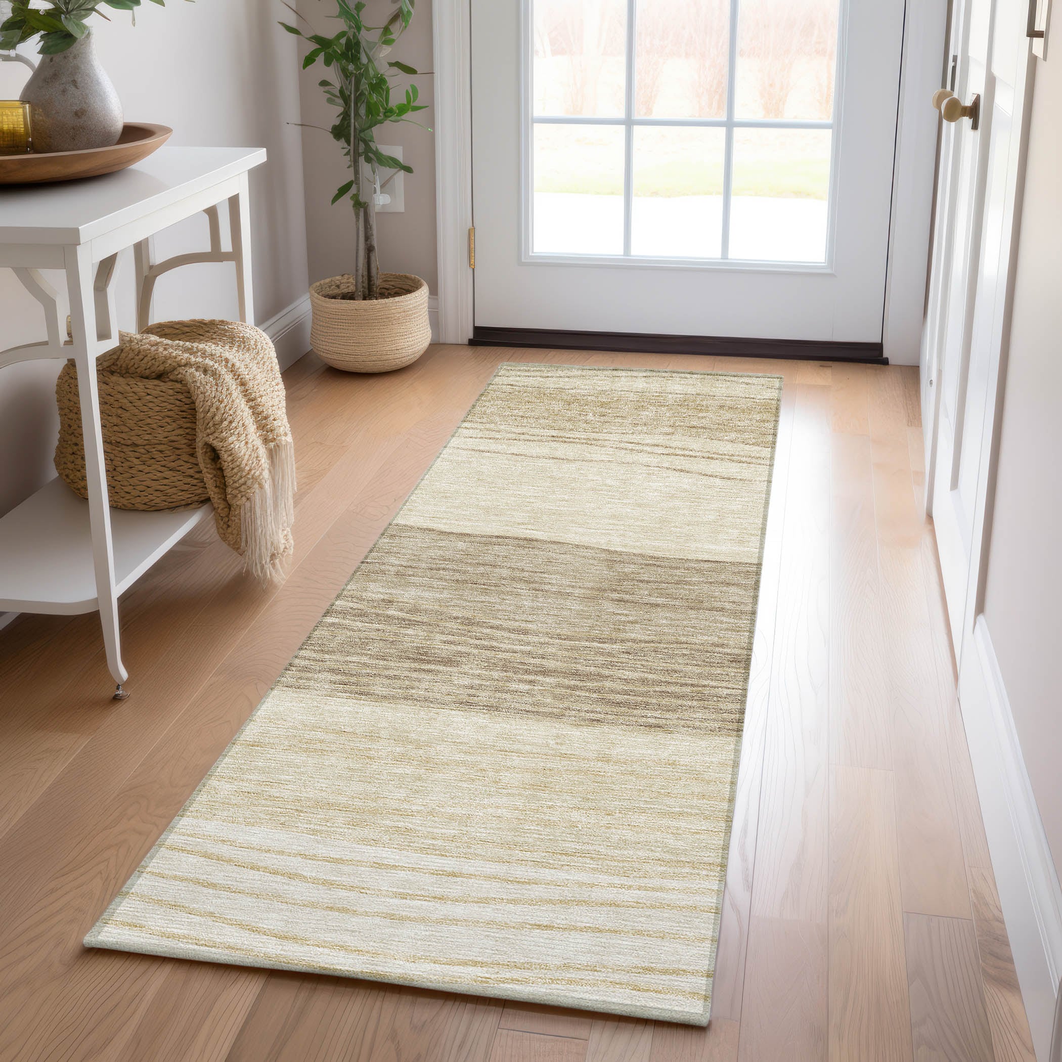 Addison Rugs ACN735BG2X8 Chantille ACN735BG 2 x 7 (ft) Polyester Beige Rectangular Indoor/Outdoor Geometric Machine washable Area rug
