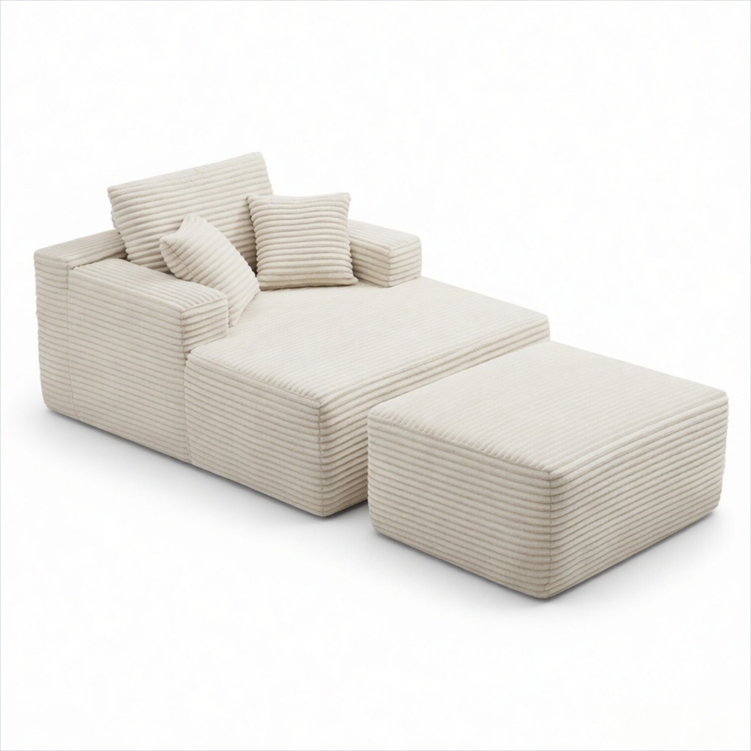 chillscreamni Oversized Corduroy Recliner Sofa Bed with Ottoman Soft ...