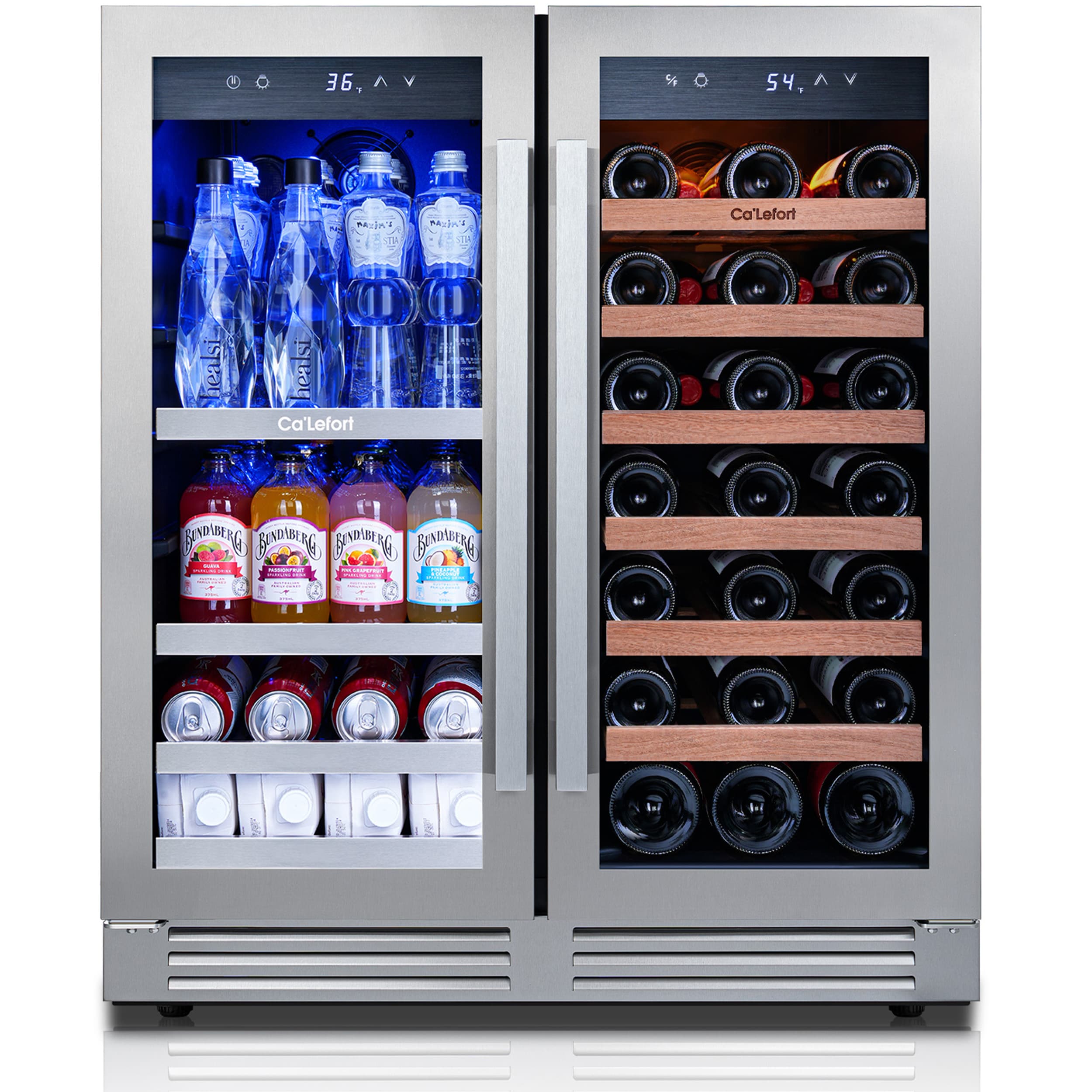 Ca'Lefort CLF-WF30-LS 30-in W 113 -Can Capacity Stainless Steel Built-in/Freestanding Indoor Beverage Refrigerator with Glass Door