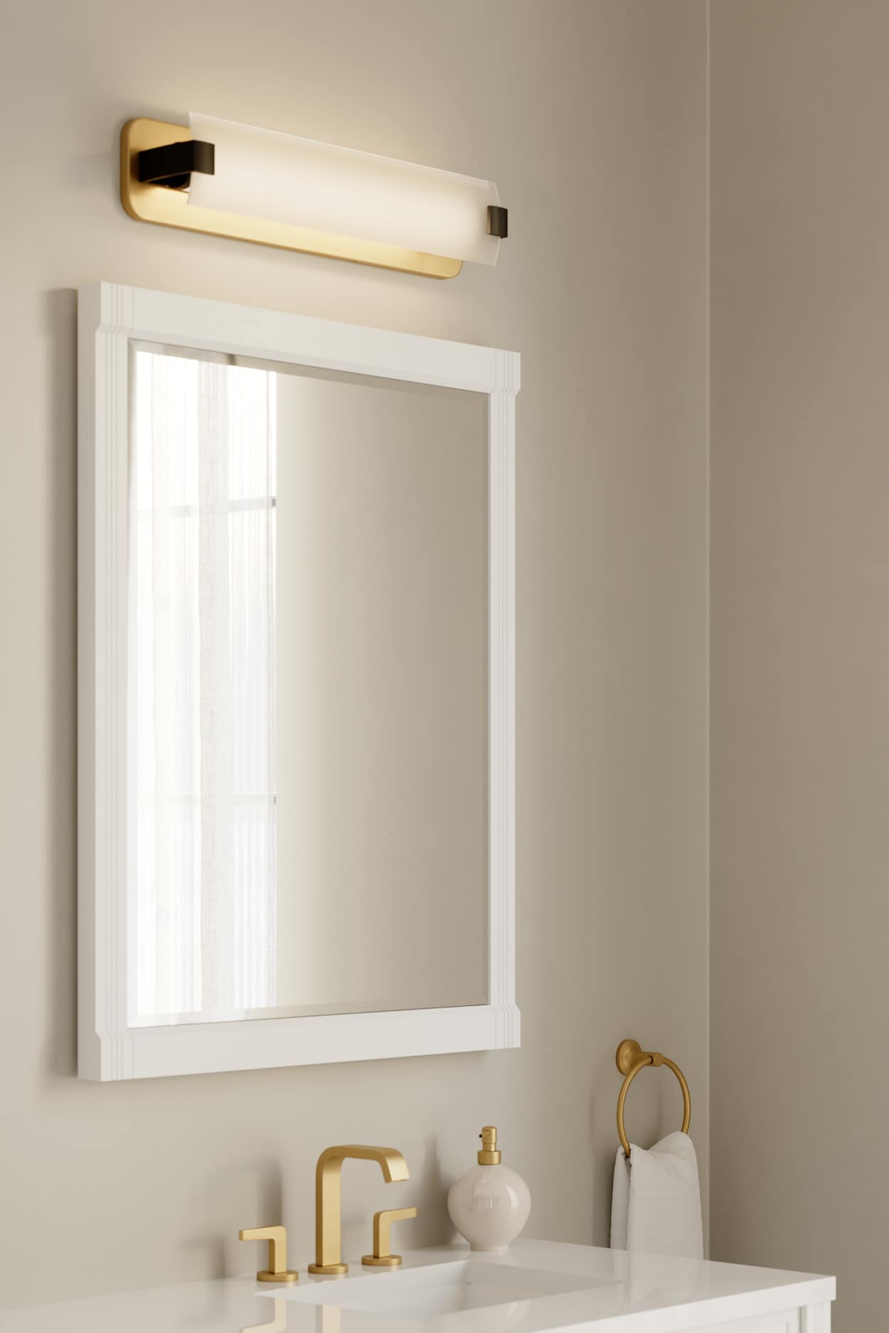 Minka Lavery Arclume 24-in 1 Light Satin Brass Integrated LED Transitional Bathroom Vanity light bar #18752-876-L