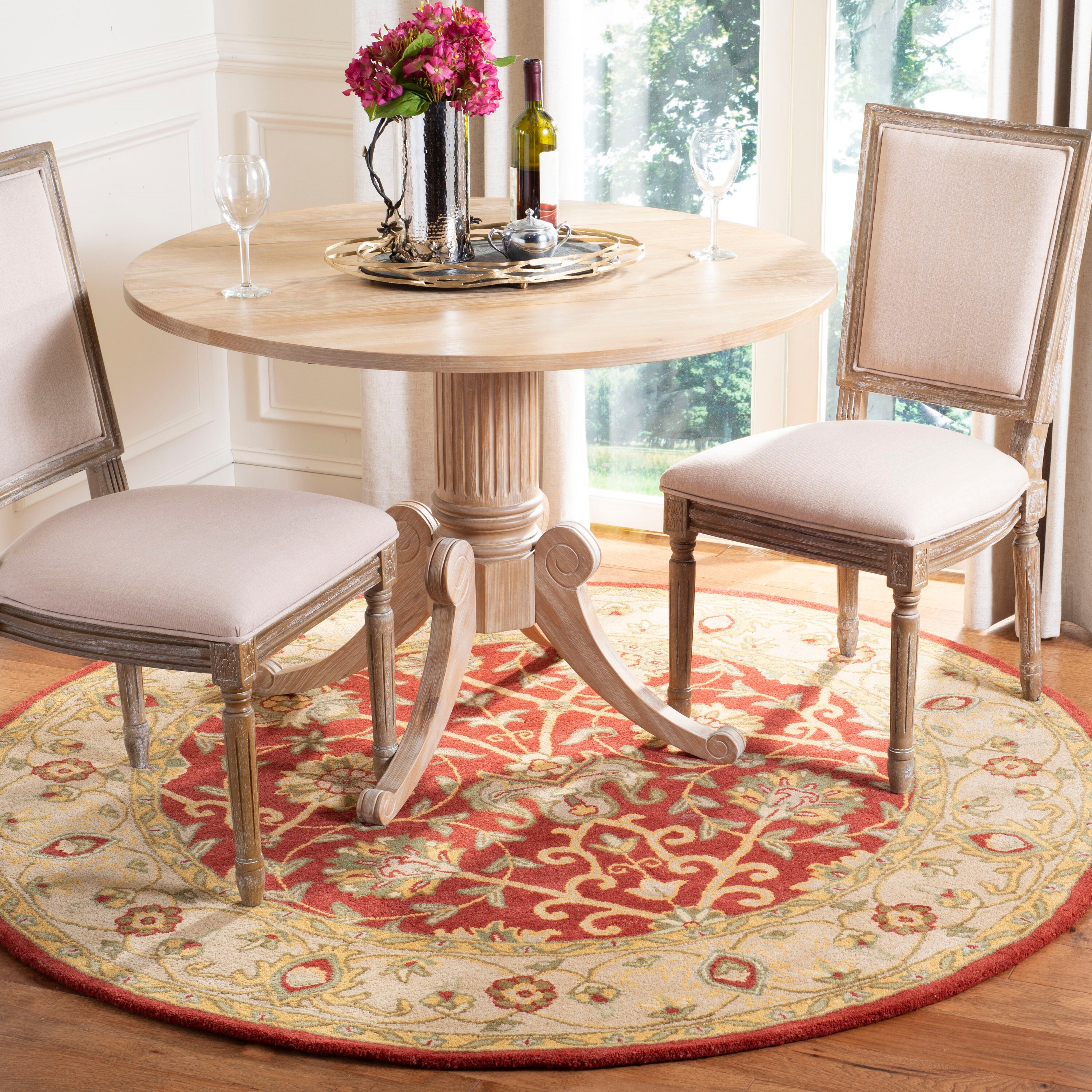 Safavieh AT21A-8R Antiquity Dergaz 8 x 8 (ft) Tufted Wool Rust Round Indoor Floral/Botanical Vintage Area rug