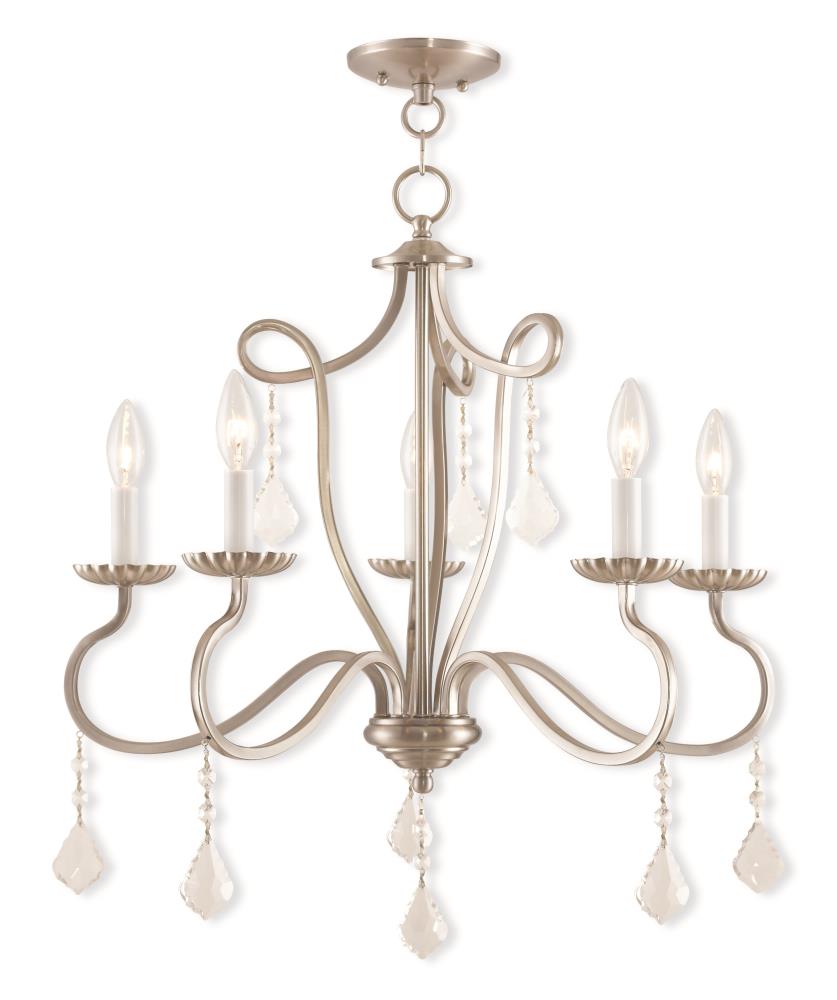 Elegant 5-Light Brushed Nickel Chandelier with Crystal Accents