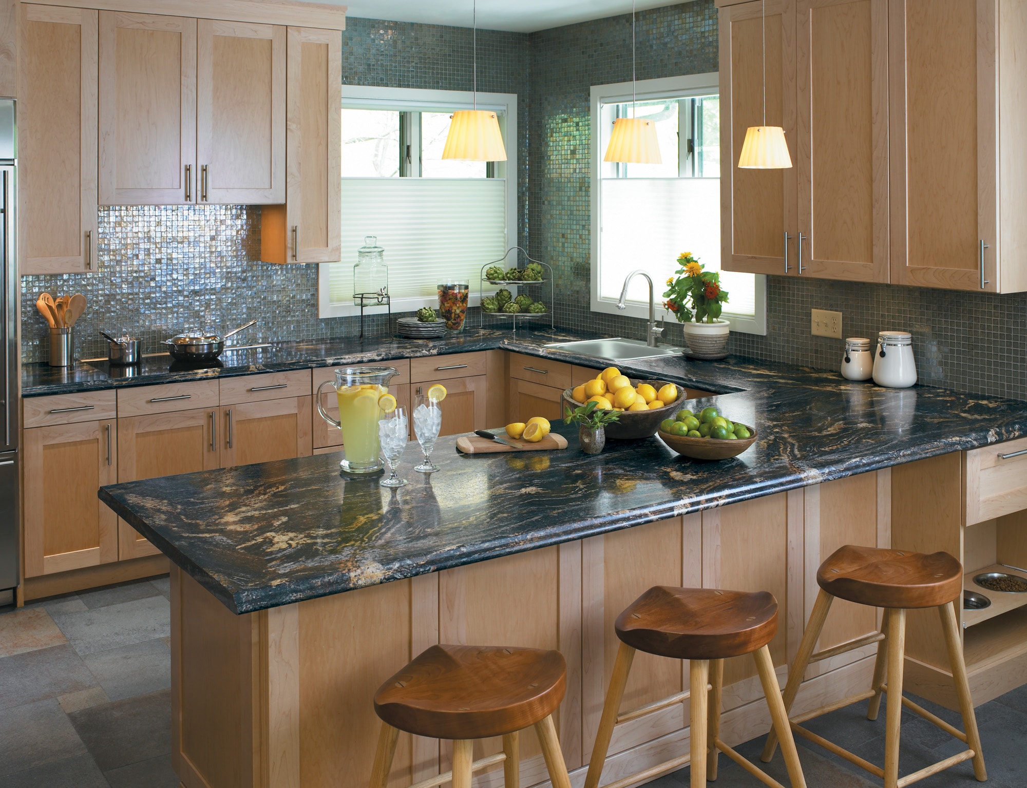 Formica Brand Laminate Blue Storm Radiance Laminate Yellow Kitchen ...