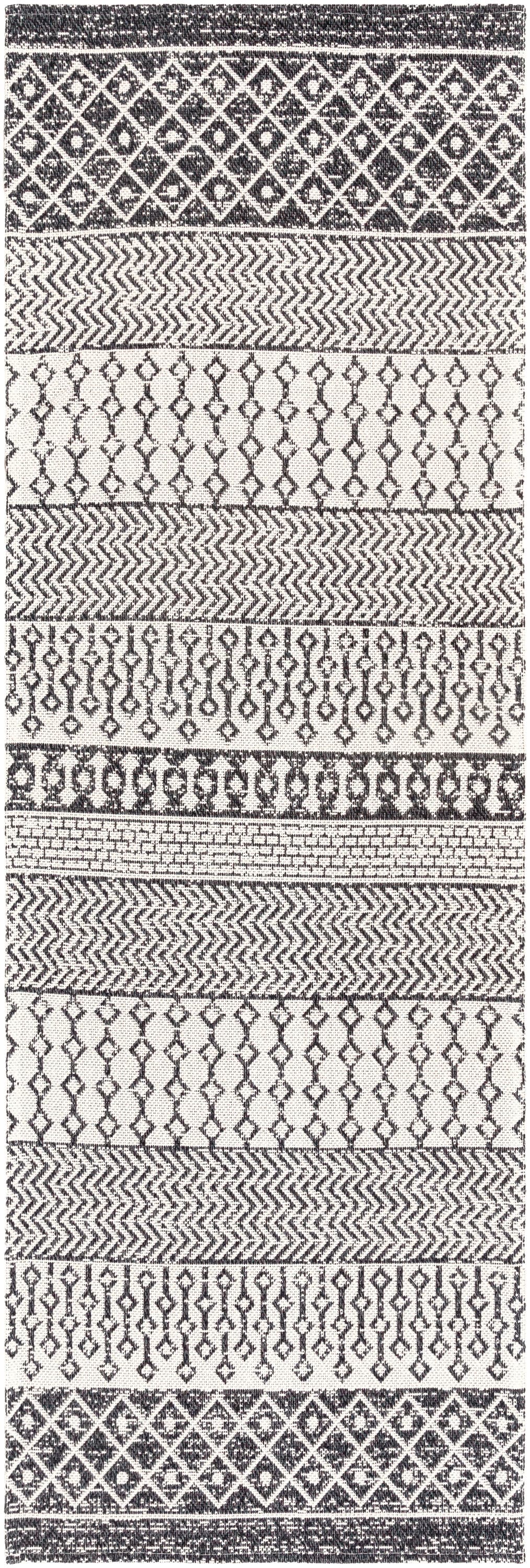 Livabliss LCS2306-2773 La Casa 3 x 8 (ft) Cotton Black Rectangular Indoor Medallion Global Area rug