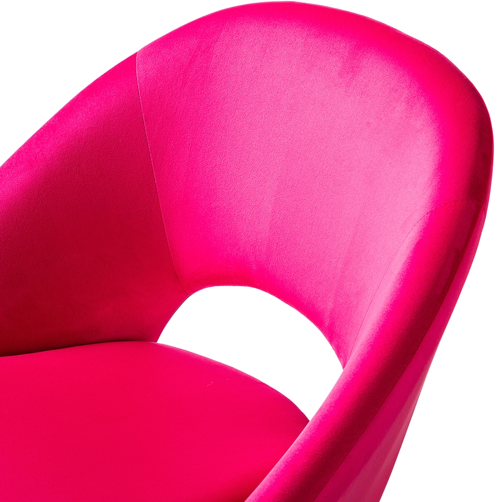 Ergonomic Fuchsia Velvet Swivel Task Chair with Gold Metal Base