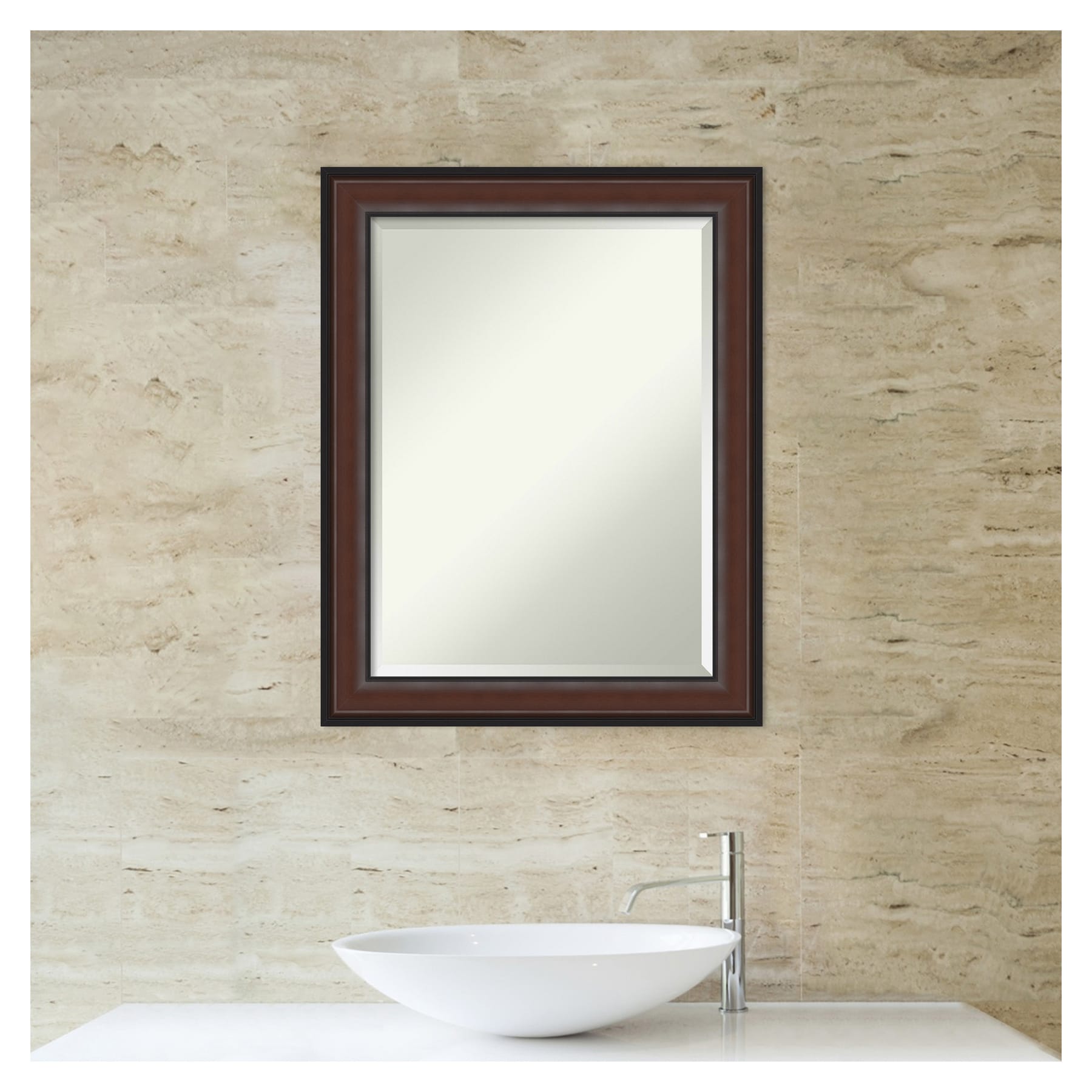 Amanti Art Harvard Walnut Frame 22.5-in x 28.5-in Framed Bathroom ...