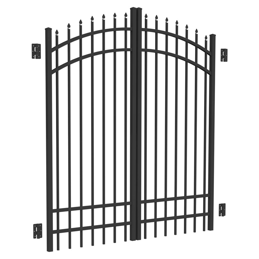 Freedom 5.75-ft X 6.02-ft Black Aluminum Driveway Gate In The Driveway ...