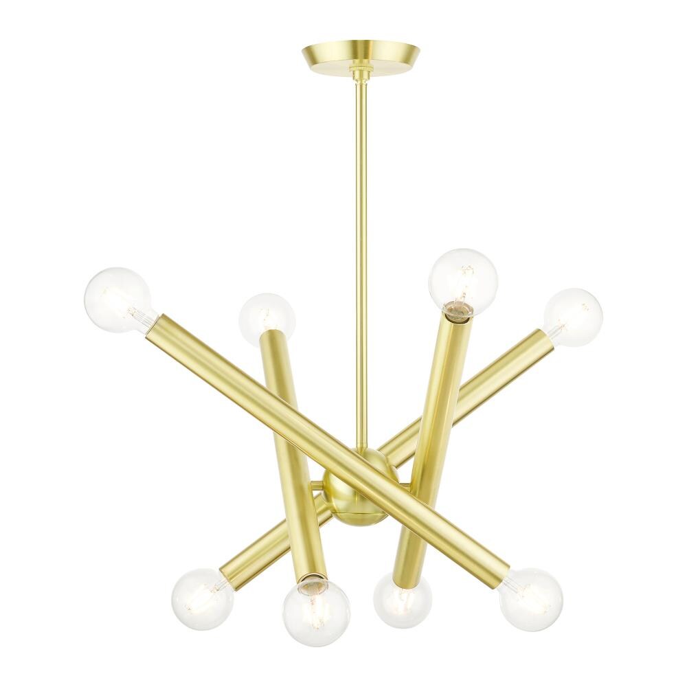 Livex Lighting 45584-12 Stafford 8 -Light Satin Brass Modern/contemporary For Use in Bathrooms, Bedrooms, Dining Rooms, Foyers, Kitchens, Living Rooms Chandelier