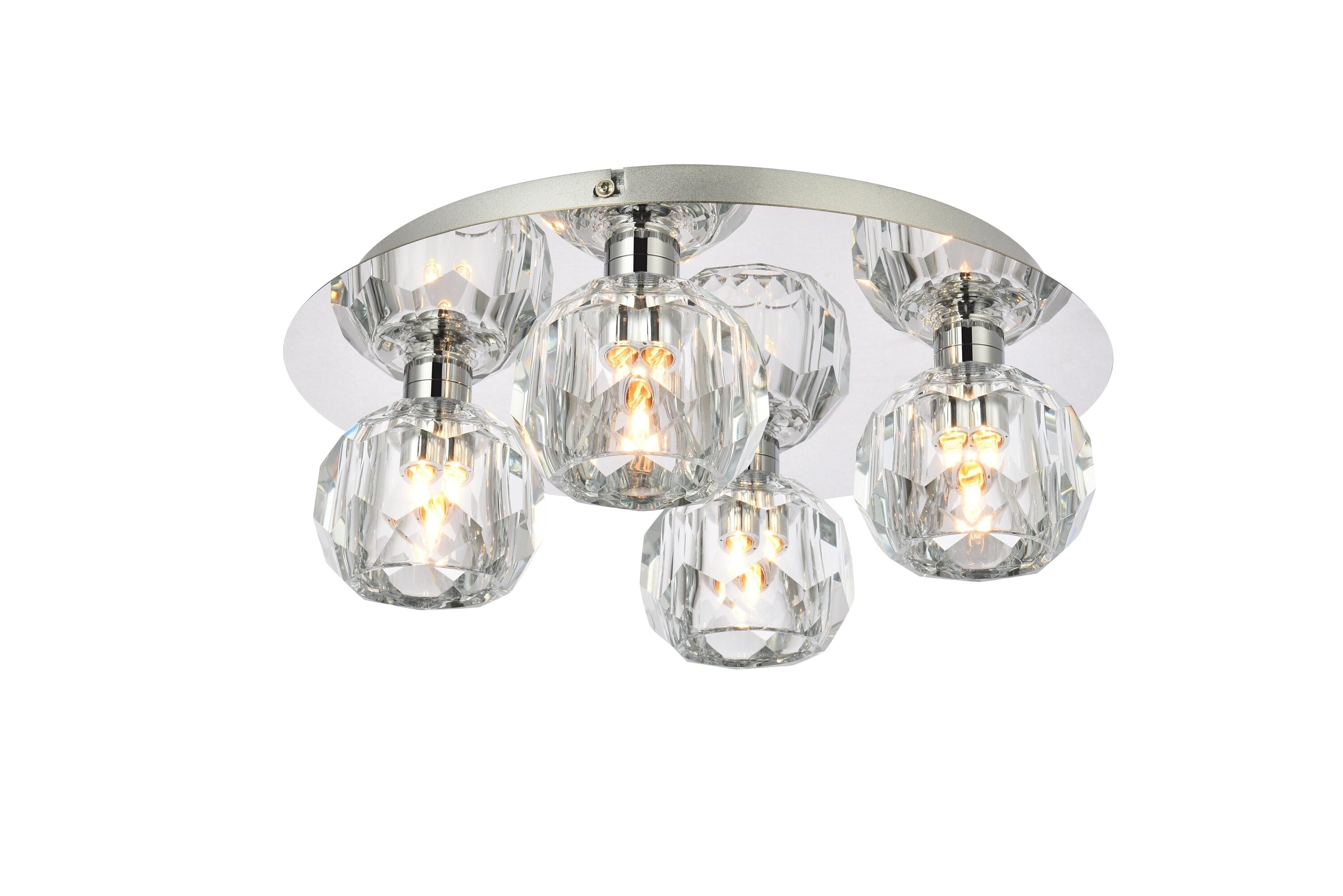 Elegant Decor HF10527F14C Home Furnishing 4 -Light 14-in Chrome Flush Mount Light