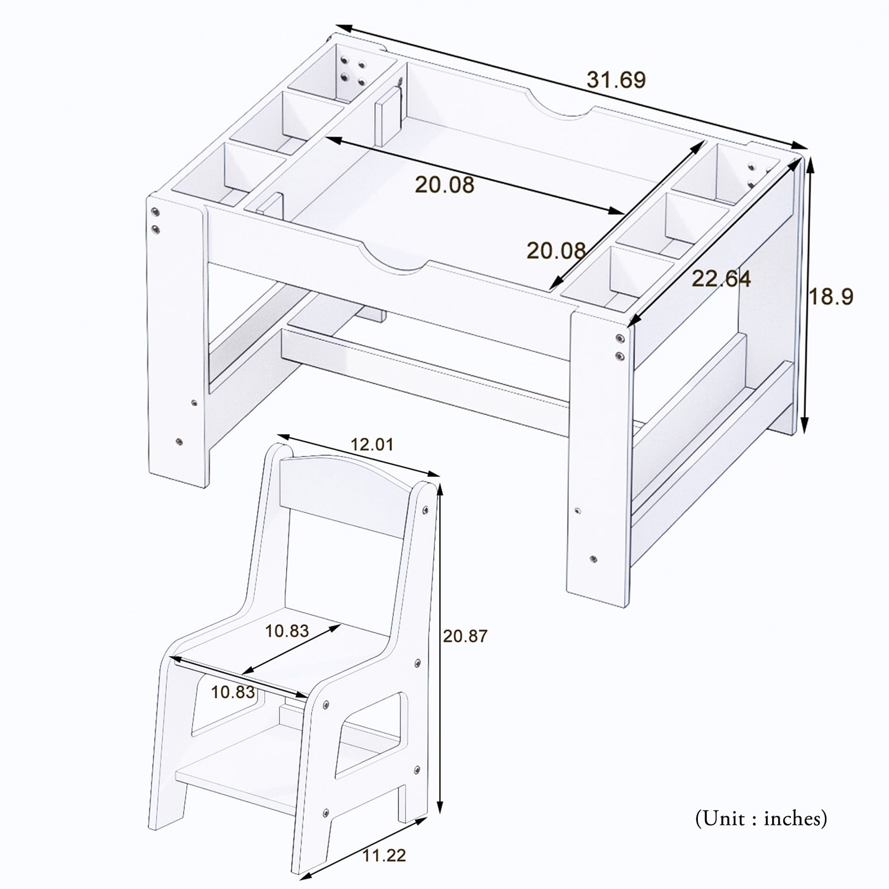 SINOFURN SYA860045WT Kids-Play-Tables - View #3
