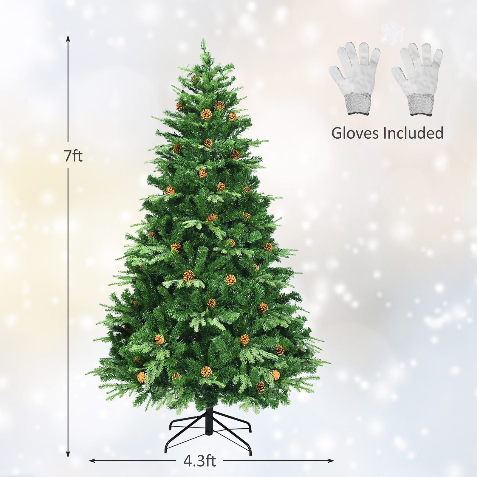 WELLFOR 7-ft Pre-lit Artificial Christmas Tree with LED Lights in the Artificial  Christmas Trees department at