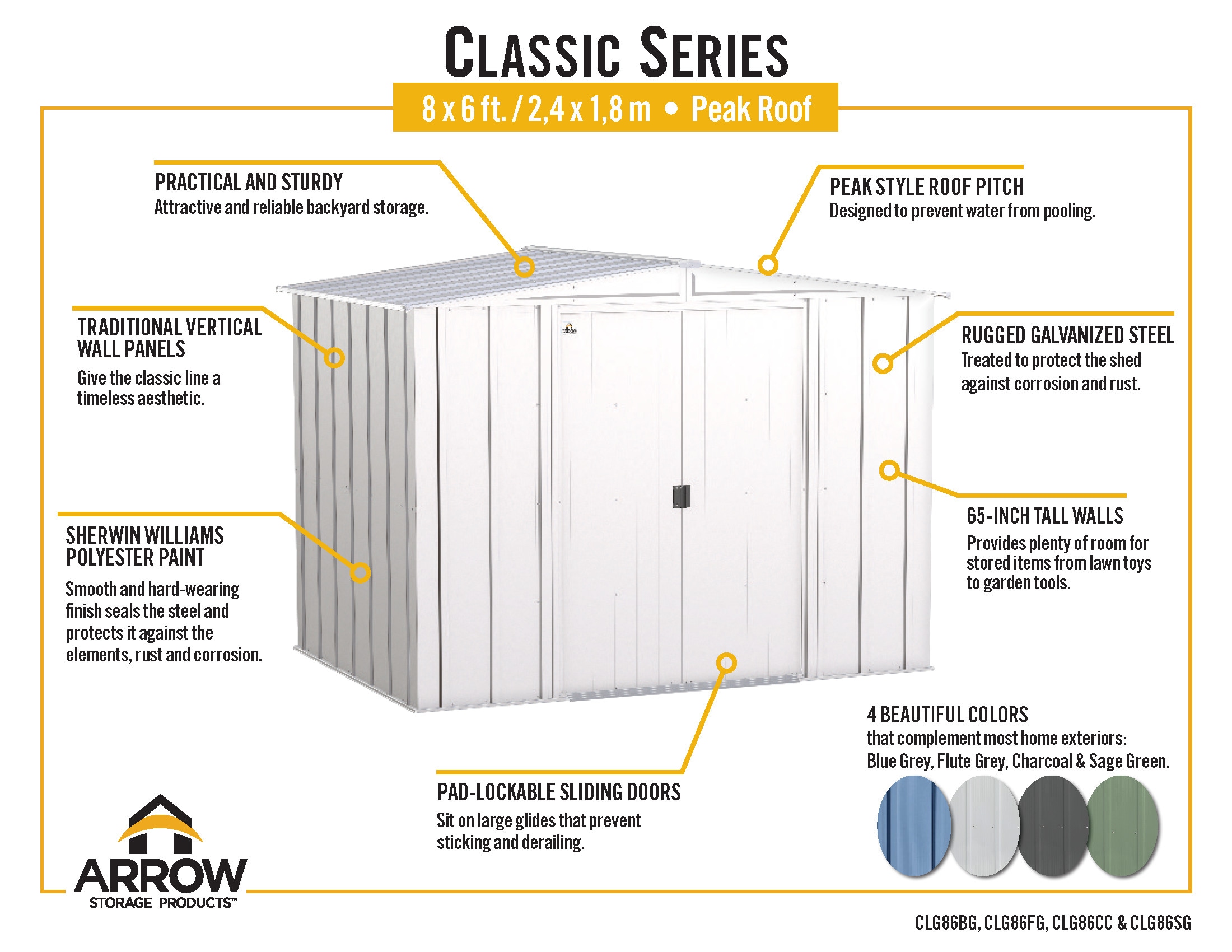 Arrow CLG86BG Metal-Storage-Buildings-Sheds - View #11
