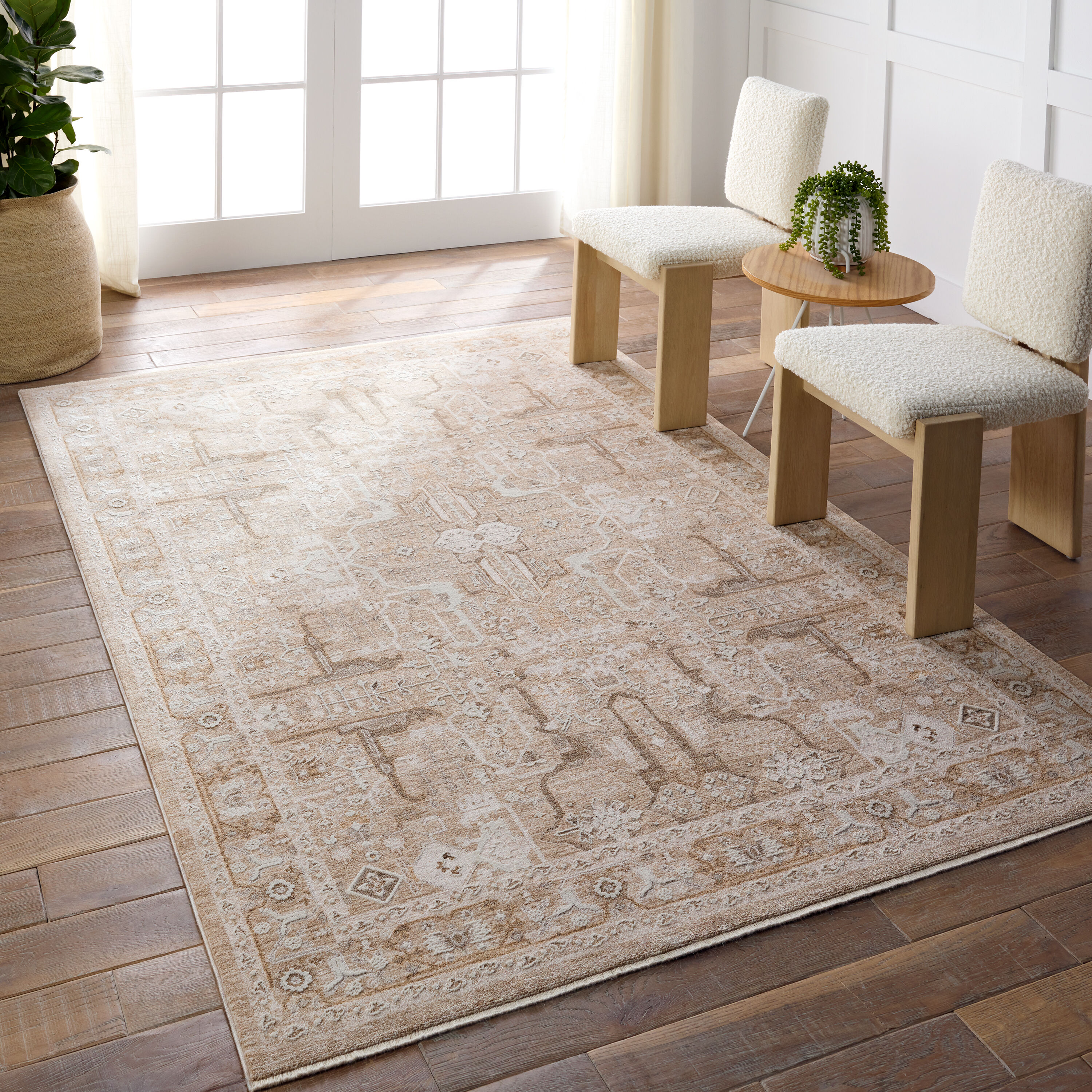 Jaipur Living BRG159128 Lilit 3 x 12 (ft) Loomed Polyester Beige Rectangular Indoor Medallion Farmhouse/Cottage Runner rug