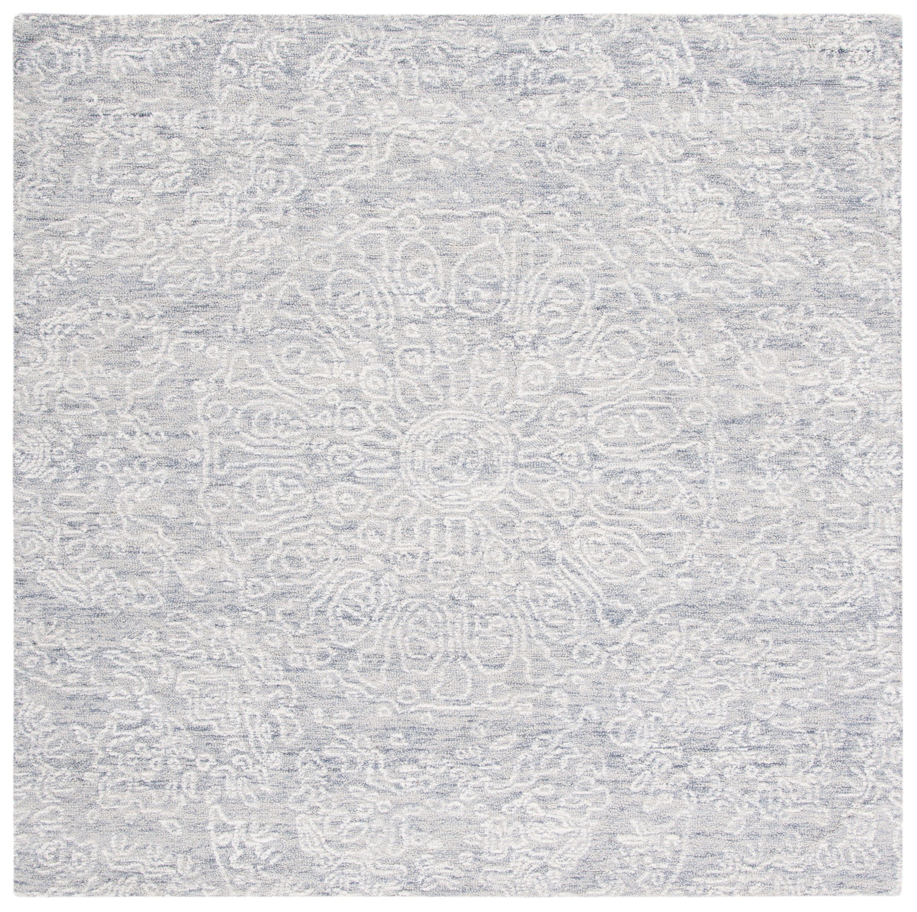Safavieh MET993F-6SQ Metro Carline 6 x 6 (ft) Tufted Wool Gray/Ivory Square Indoor Medallion Bohemian/Eclectic Area rug