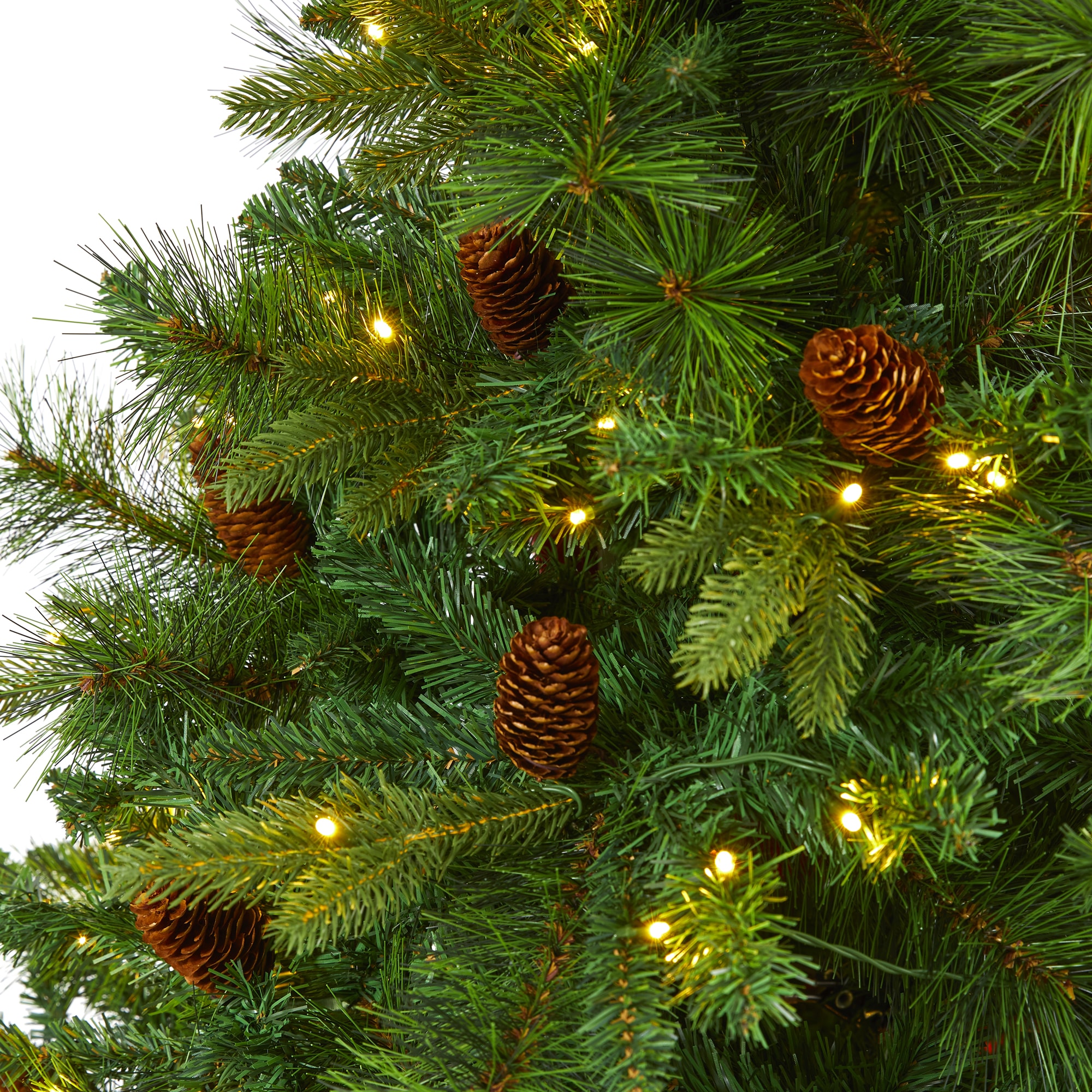6ft Green Pine Artificial Christmas Tree with LED Lights and Pine Cones