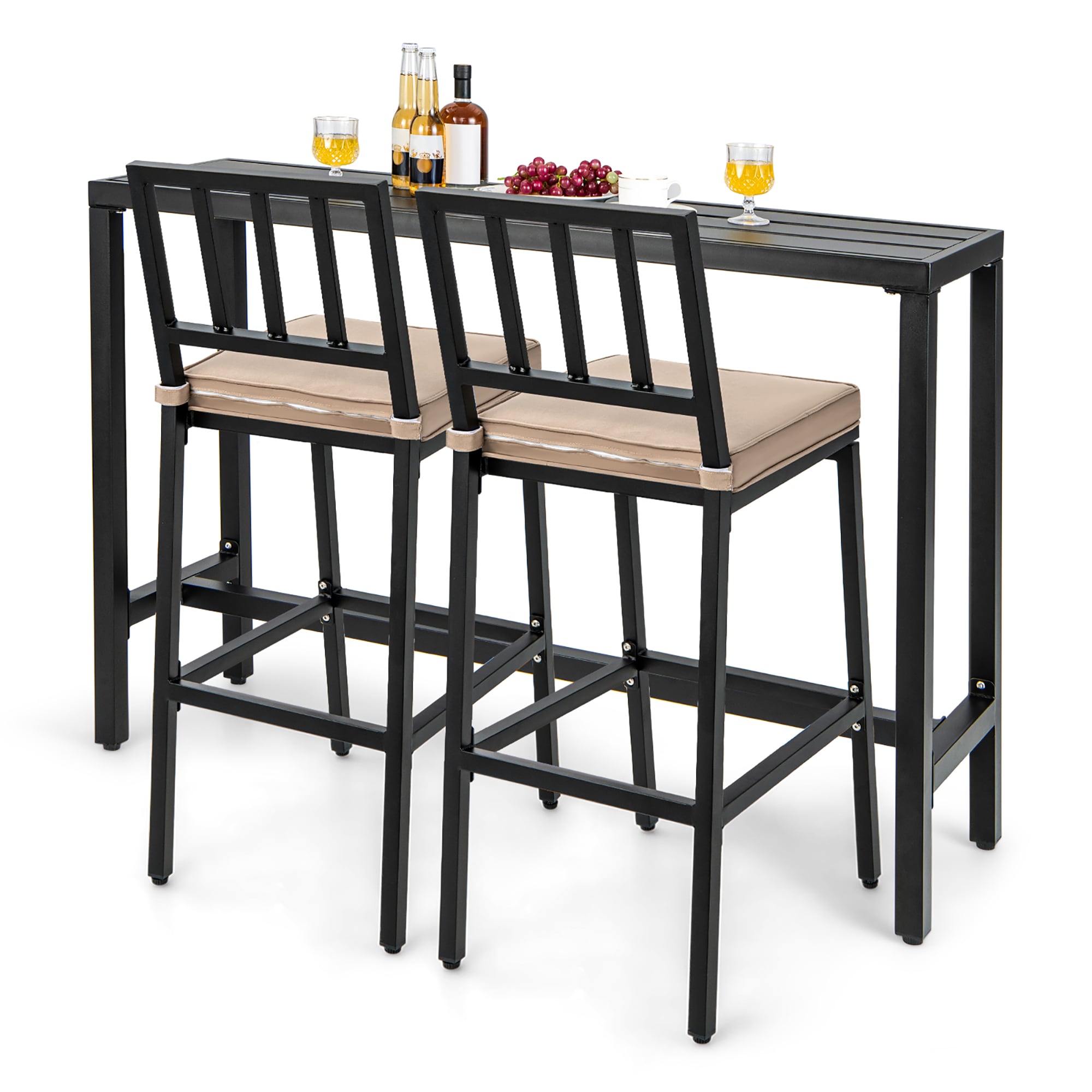 Black + Beige Contemporary/Modern Dining Room Set with Rectangular Table ( Seats 2 )