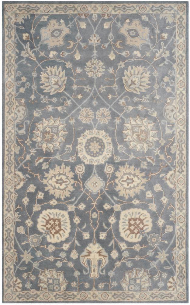Safavieh HG824A-5 Heritage Samani 5 x 8 (ft) Tufted Wool Gray/Ivory Rectangular Indoor Floral/Botanical Oriental Area rug