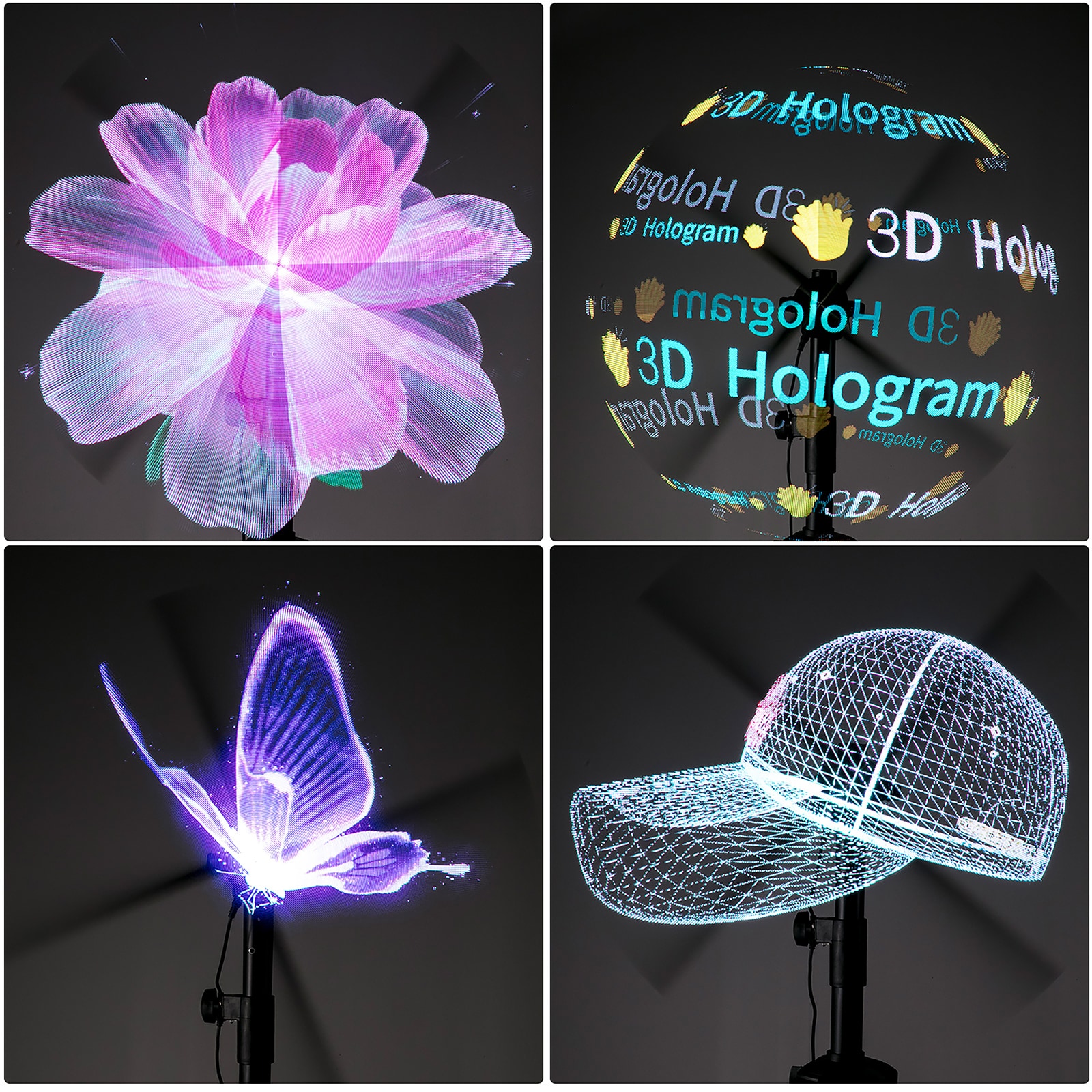 42cm 224 LED WIFI 3D Holographic Projector Display Fan LED Hologram Player  Lamp