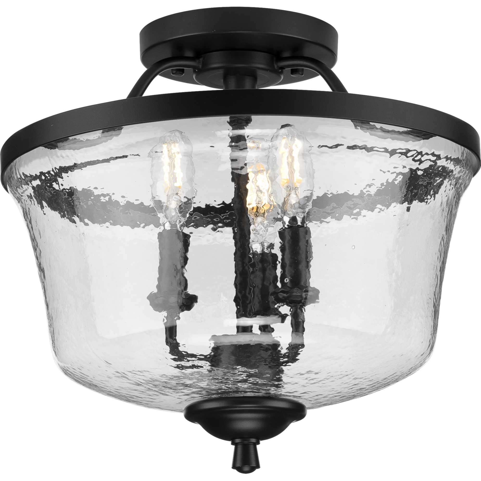 Progress Lighting P350148-031 Bowman 3 -Light 14.25-in Matte Black Semi Flush Mount Light