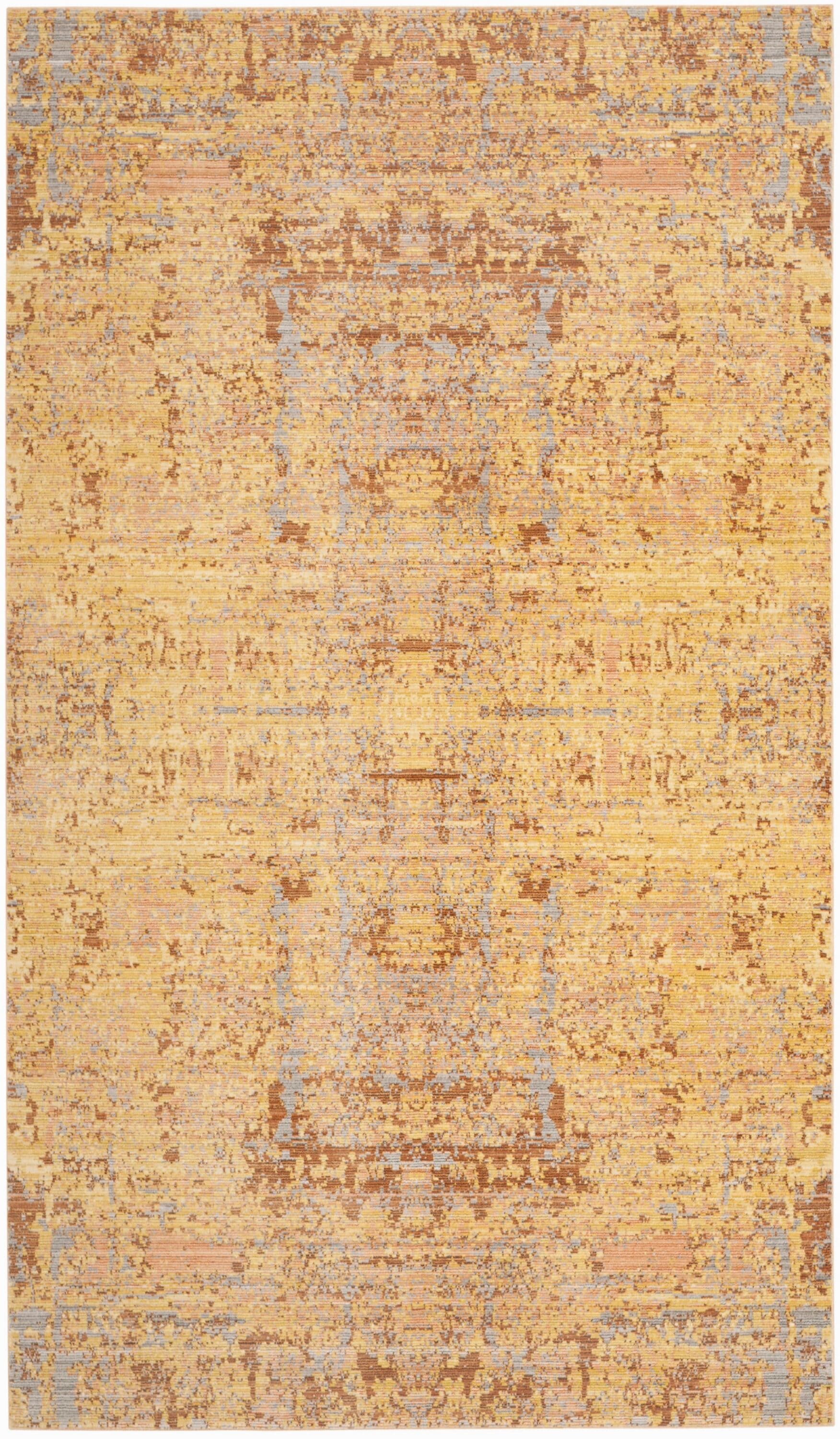 Safavieh MYS971C-3 Mystique Enix 3 x 5 (ft) Loomed Polyester Gold/Multi Rectangular Indoor Distressed/Overdyed Oriental Throw rug