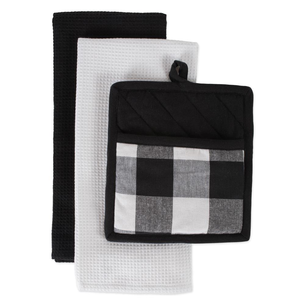 DII Black and White Herringbone Potholder (Set of 2) - Heat Resistant 100%  Cotton Pot Holders for Cooking - 8x8.5-in - Washable and Durable in the  Kitchen Towels department at