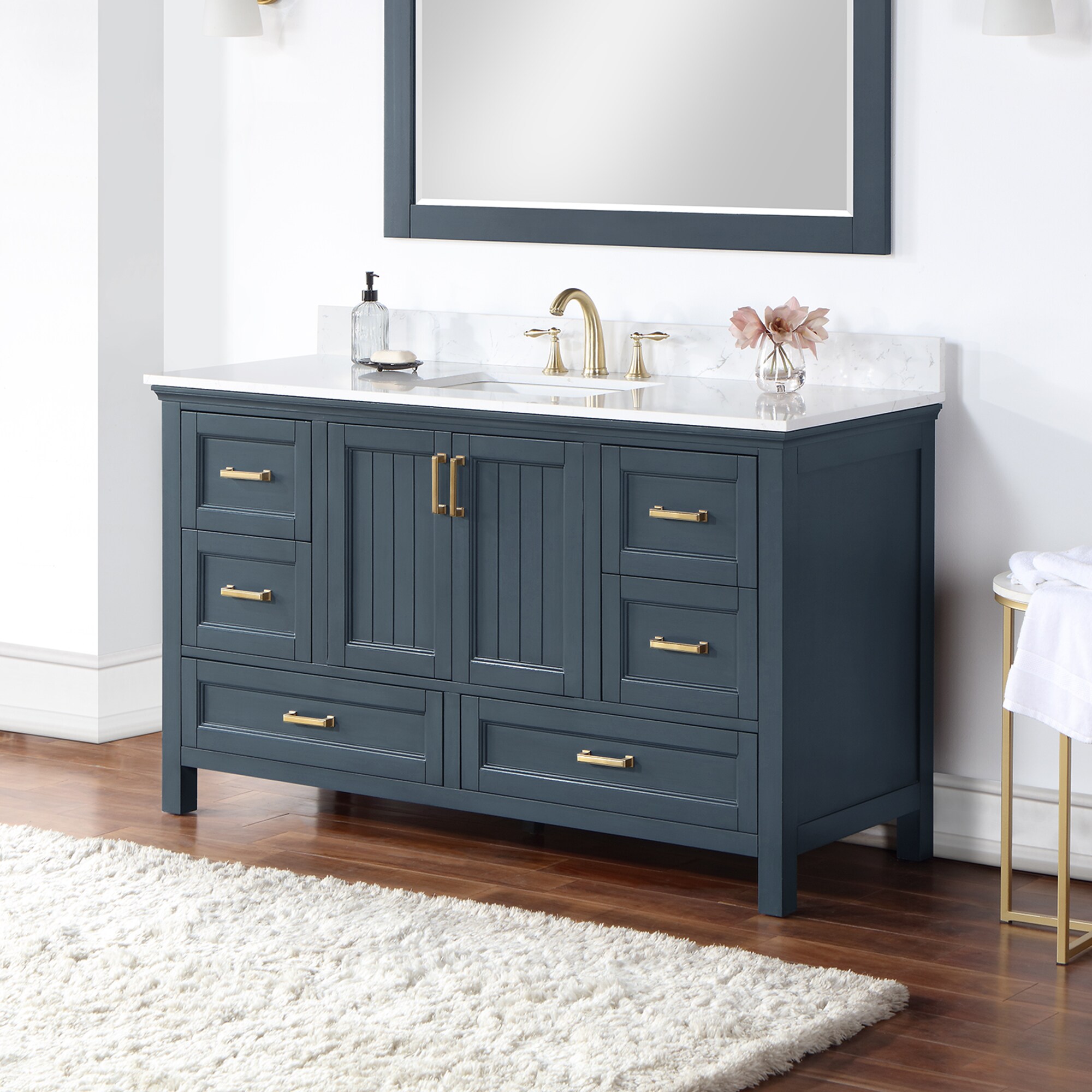 Altair Isla 60-in Classic Blue Undermount Single Sink Bathroom Vanity ...