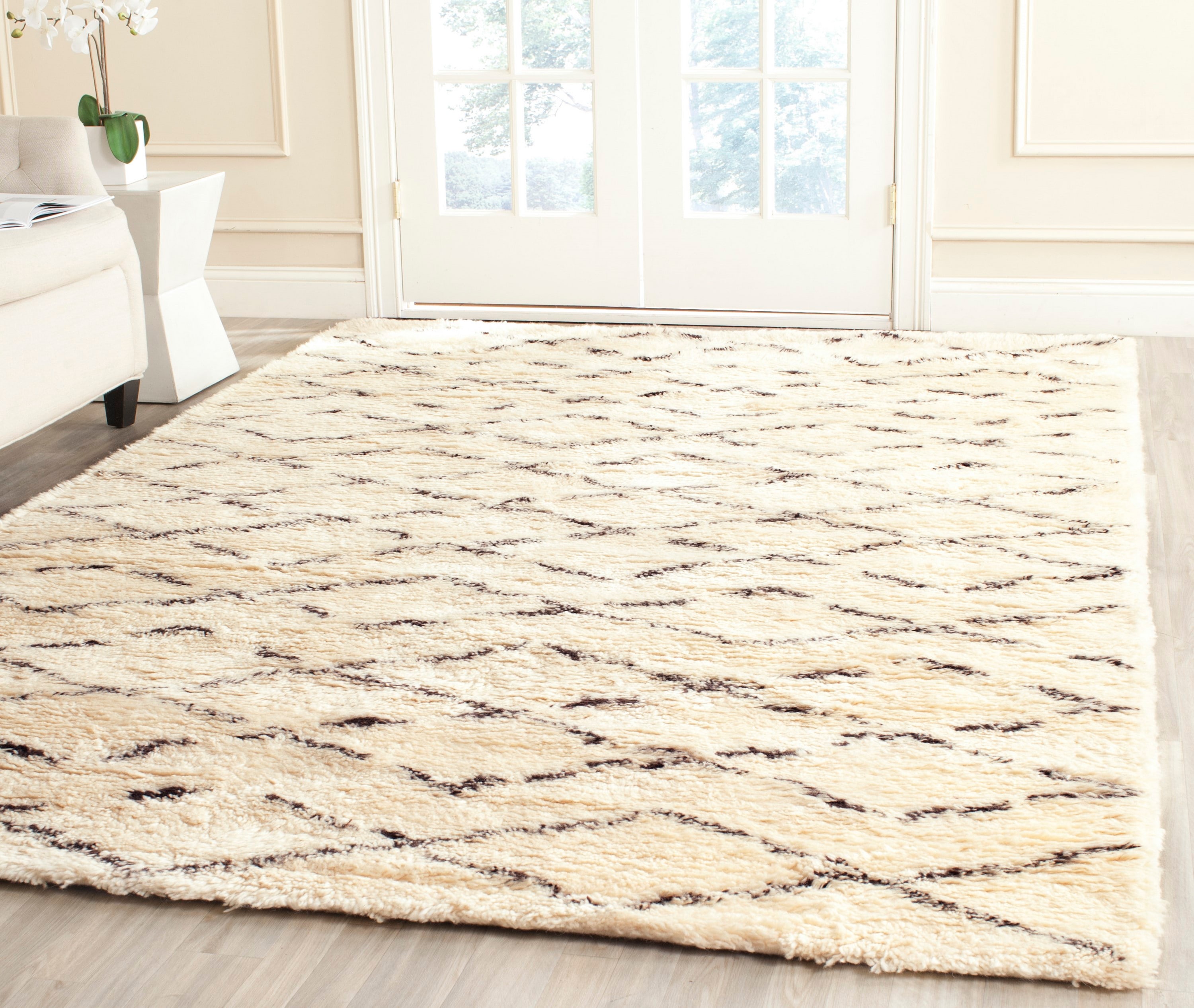 Safavieh CSB847A-6 Casablanca Guerir 6 x 9 (ft) Tufted Wool Ivory/Brown Rectangular Indoor Abstract Moroccan Area rug