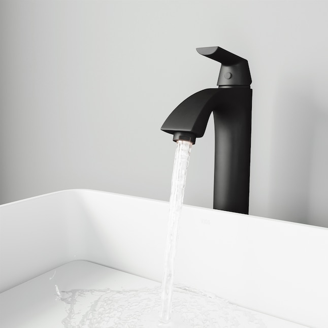VIGO Linus Matte Black Vessel 1-handle WaterSense Bathroom Sink Faucet ...