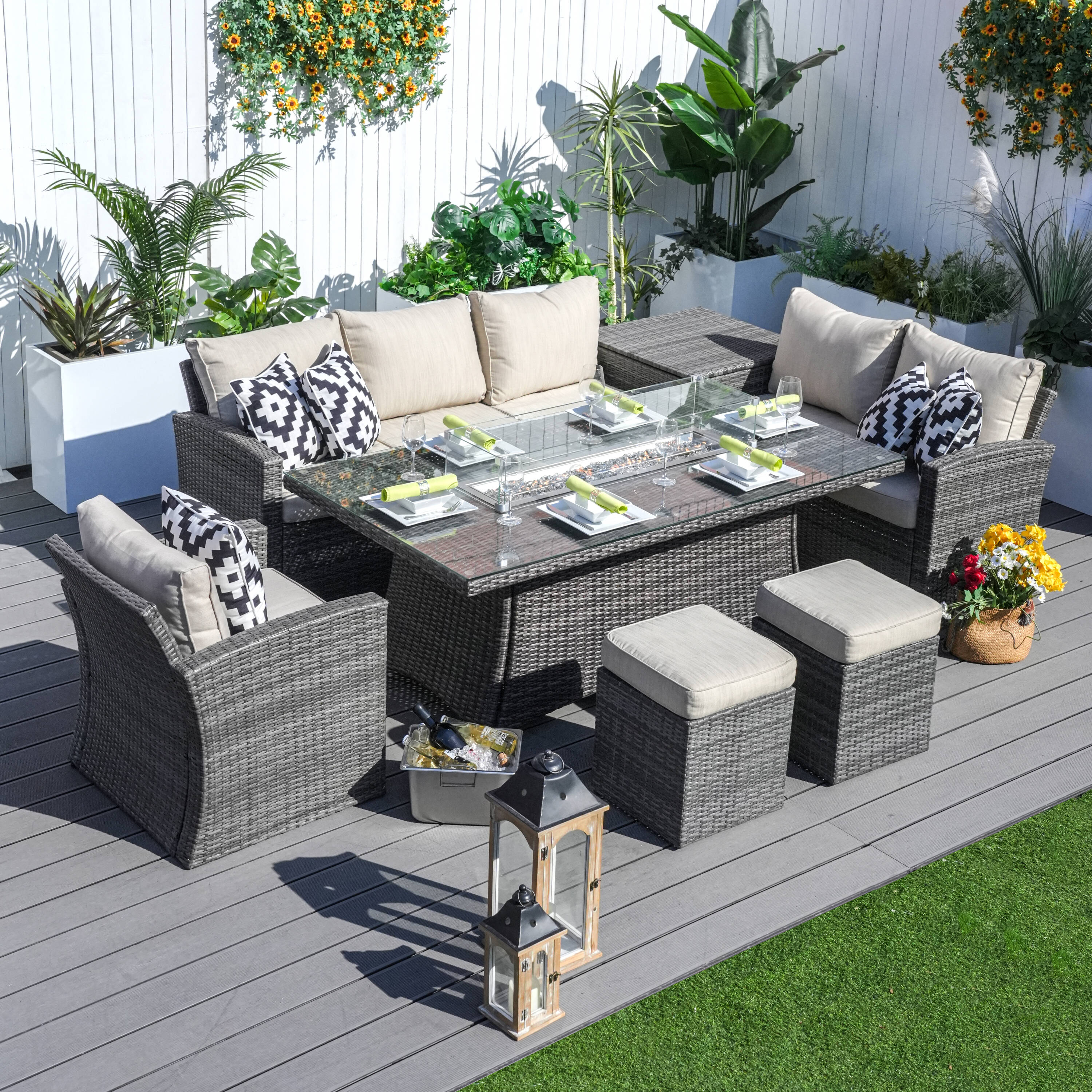 Direct Wicker DWG-1403B06R-GR Patio-Dining-Sets - View #2