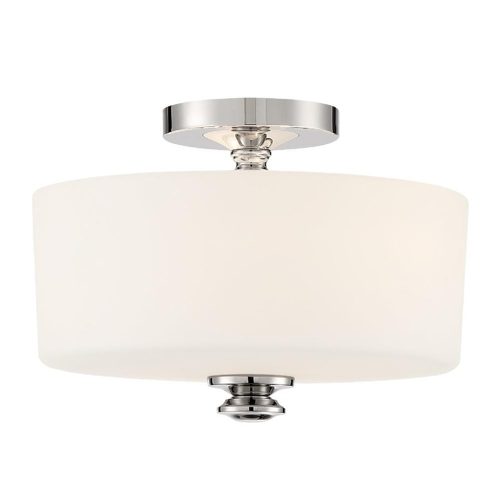 Travis Polished Nickel 2-Light Indoor/Outdoor LED Semi-Flush Mount