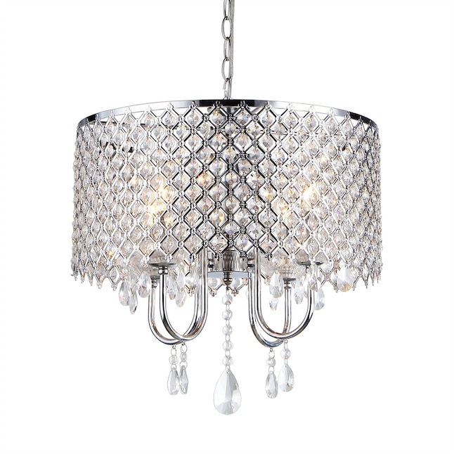 Home Accessories Inc 4 Light Silver Traditional Crystal Chandelier In The Chandeliers Department At Com - Crystal Ceiling Lamp Silver
