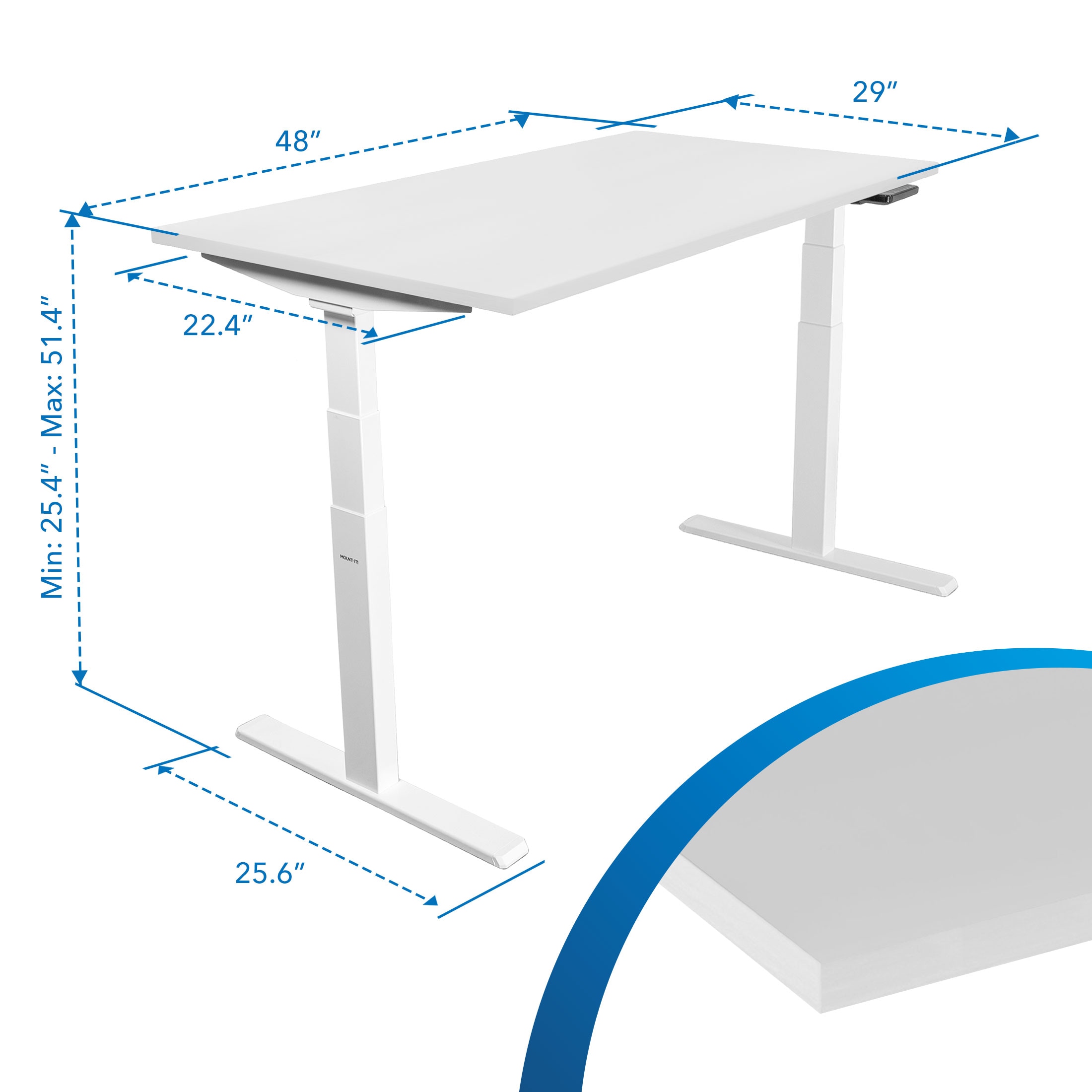 Elevate 47'' White Dual Motor Electric Sit-Stand Desk with Touchscreen Control