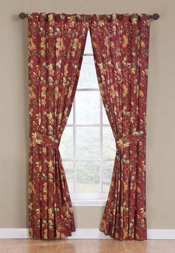 Waverly 84 In Crimson Cotton Back Tab, Waverly Curtain Panels