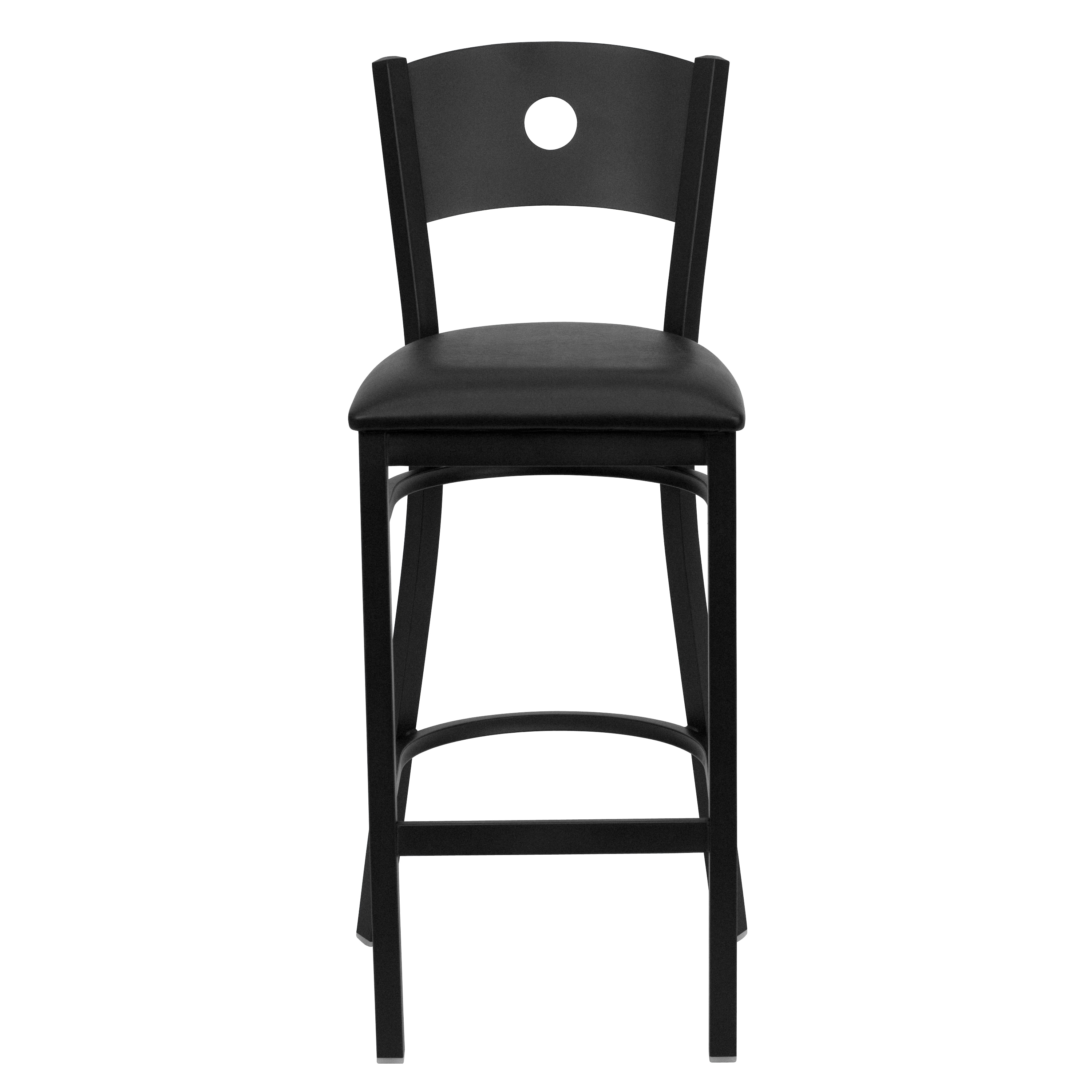 Hercules Series 42.5" Black Circle Back Metal Barstool with Black Vinyl Seat