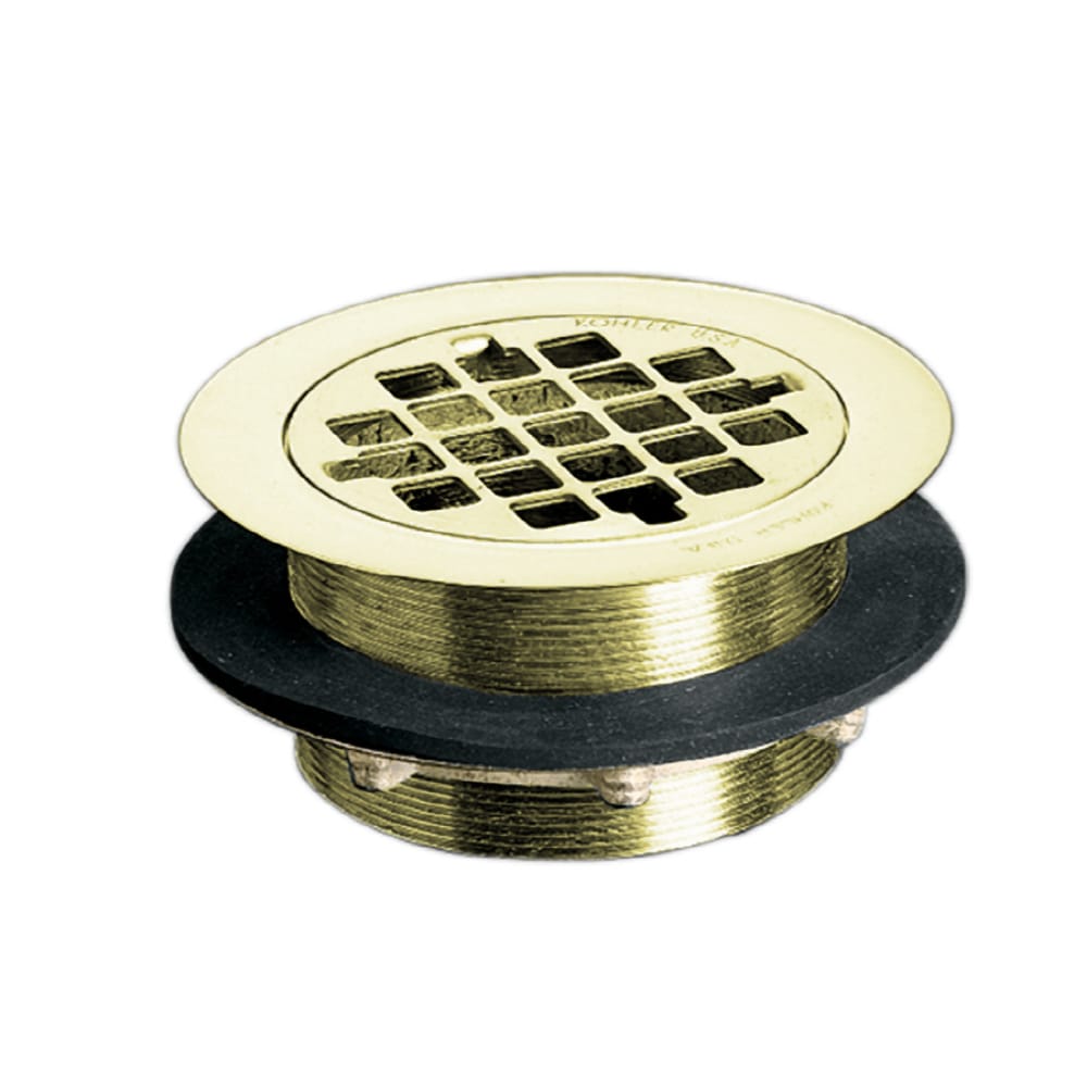 KOHLER 9132-AF Round Shower Drain For Use with Plastic Pipe, Gasket Included, Vibrant French Gold