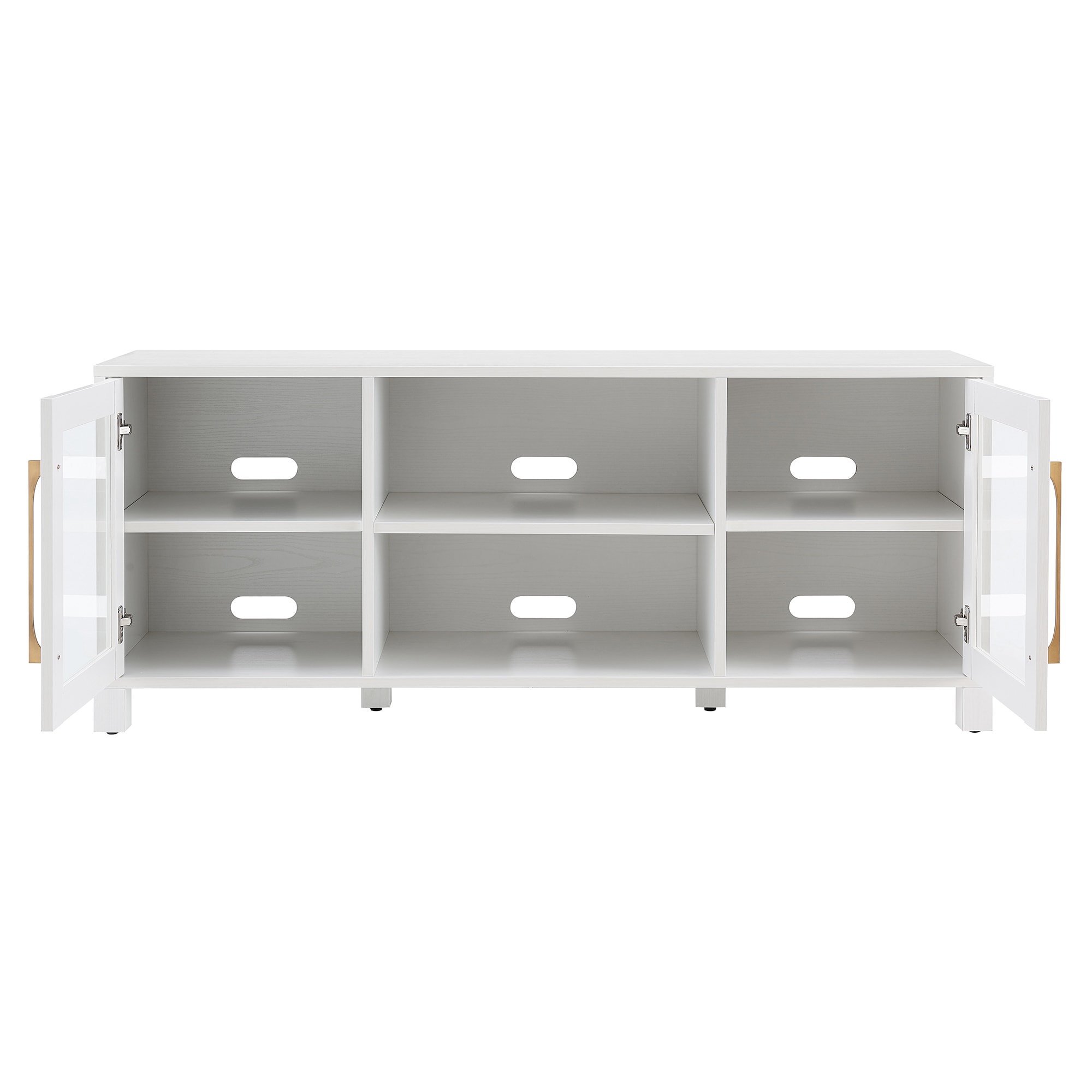 Quincy 58" White TV Stand with Glass Doors