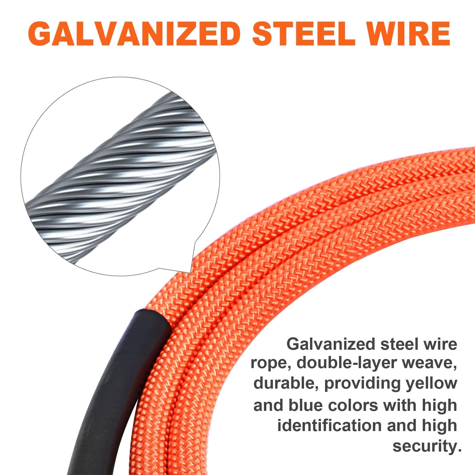 Etokfoks steel wire core flipline tree climbing rope kit 1 2 in diameter 16 ft length with triple lock carabiner swivel snap and rope #LET3RFO29