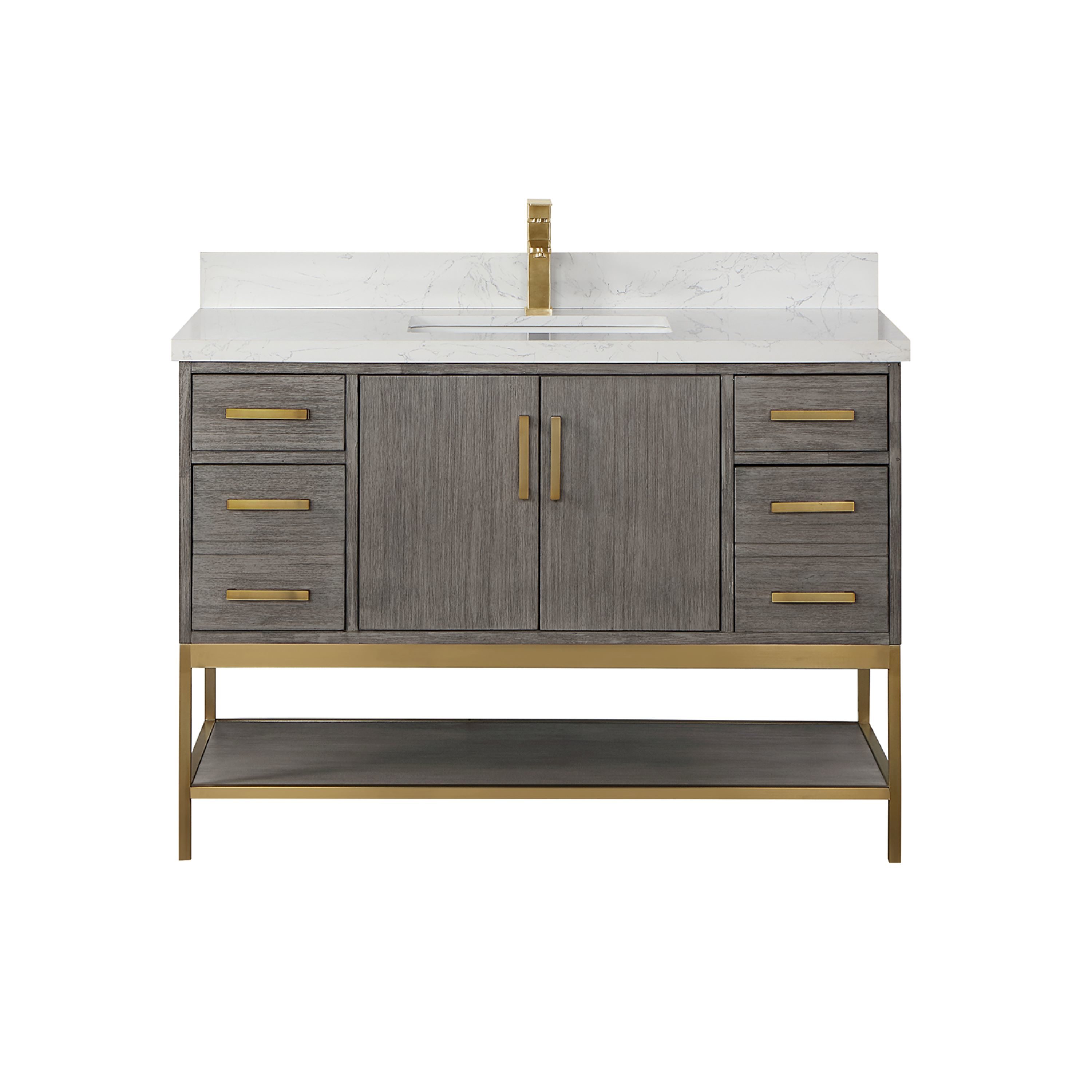 Altair 546048-CR-GW-NM Wildy 48-in Classical Gray Undermount Single sink Bathroom Vanity with Grain White Engineered marble Top