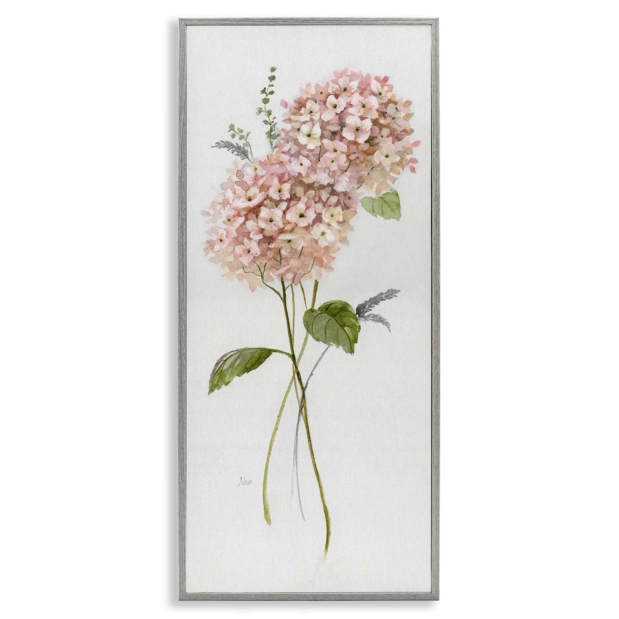 Stupell Industries BS-237-GFF-13X30 Pink Hydrangea Duo Gray Framed Giclee Art By Nan 13 x 30