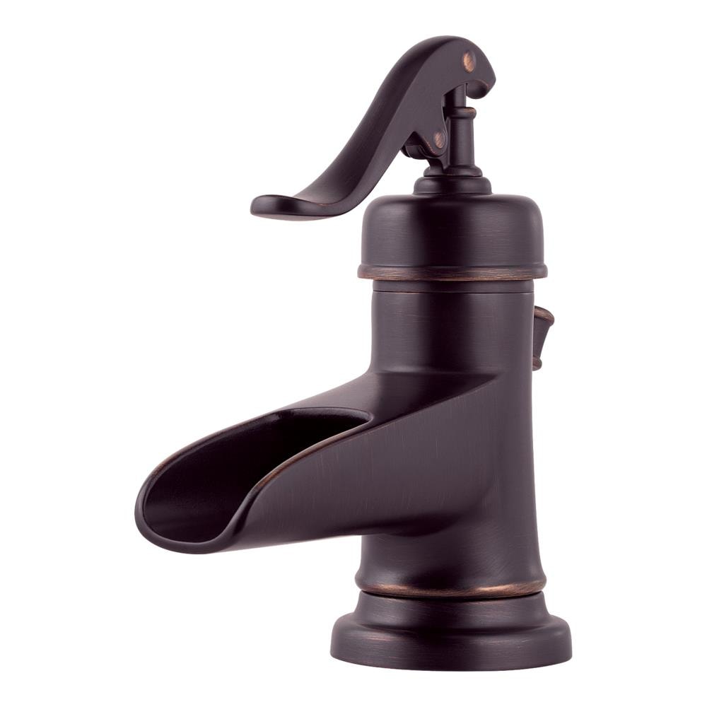 Ashfield Tuscan Bronze 4-in centerset 1-handle WaterSense Bathroom Sink Faucet with Drain and Deck Plate | - Pfister LG42-YP0Y