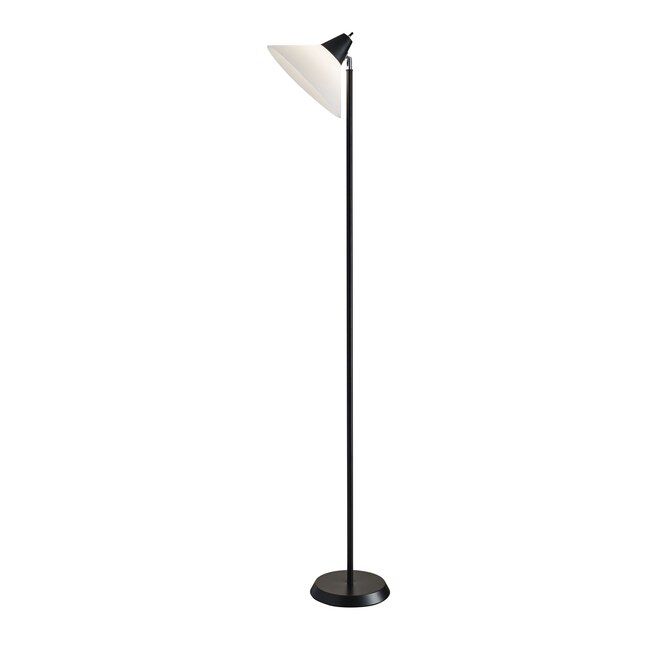 Elemental Black Metal Torchiere With White Cone Shade Elemental Black Metal Torchiere With White Cone Shade