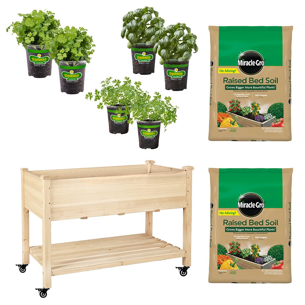 Bonnie Plants  Small Herb Mobile Cart Raised Garden Bed Collection