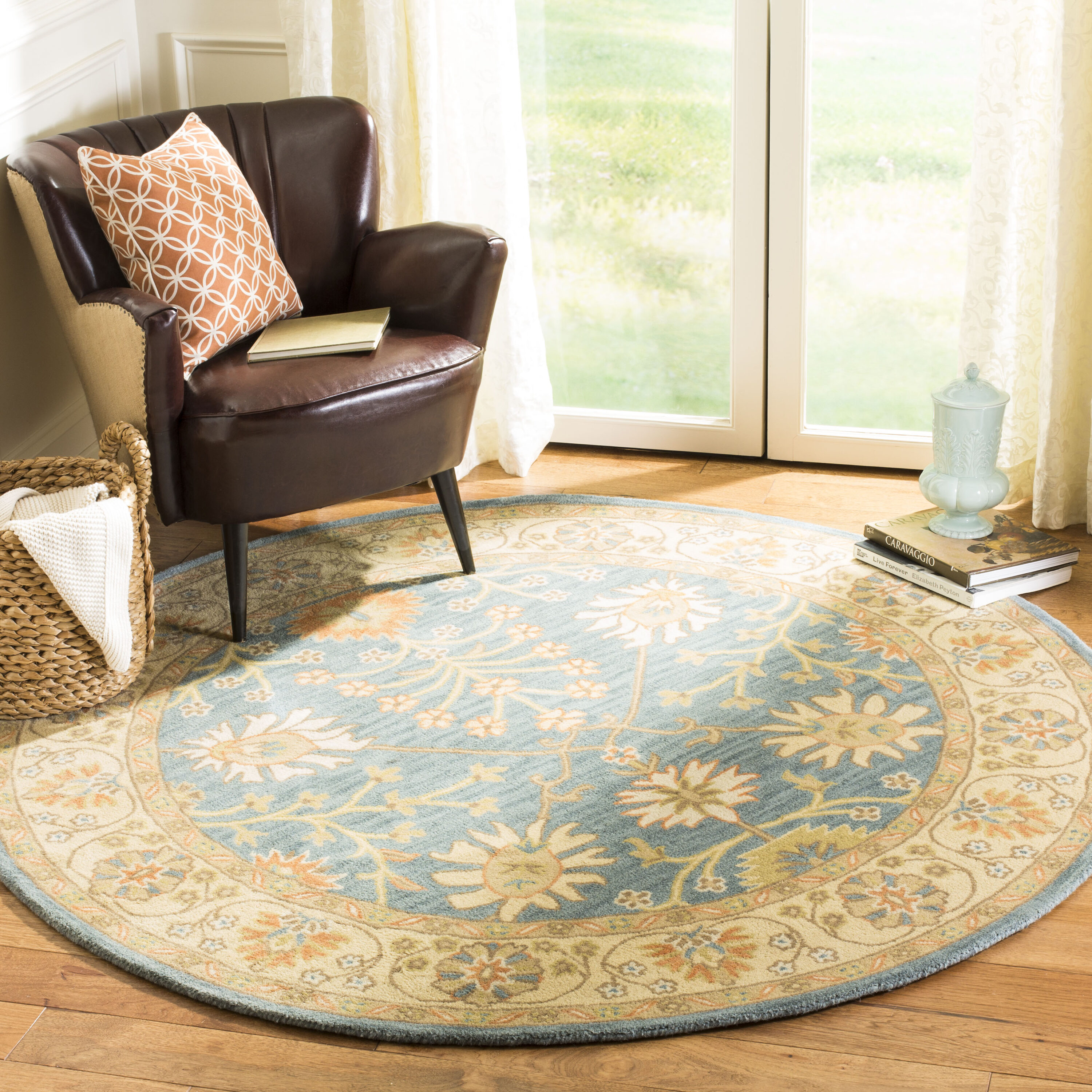  Cl936 Blue/Light Gold Traditional 6ft x 6ft Round Rug