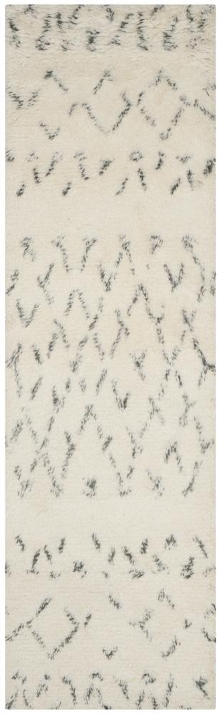 Safavieh CSB851B-28 Casablanca Inez Shag 2 x 8 (ft) Tufted Wool Ivory/Gray Rectangular Indoor Abstract Moroccan Runner rug