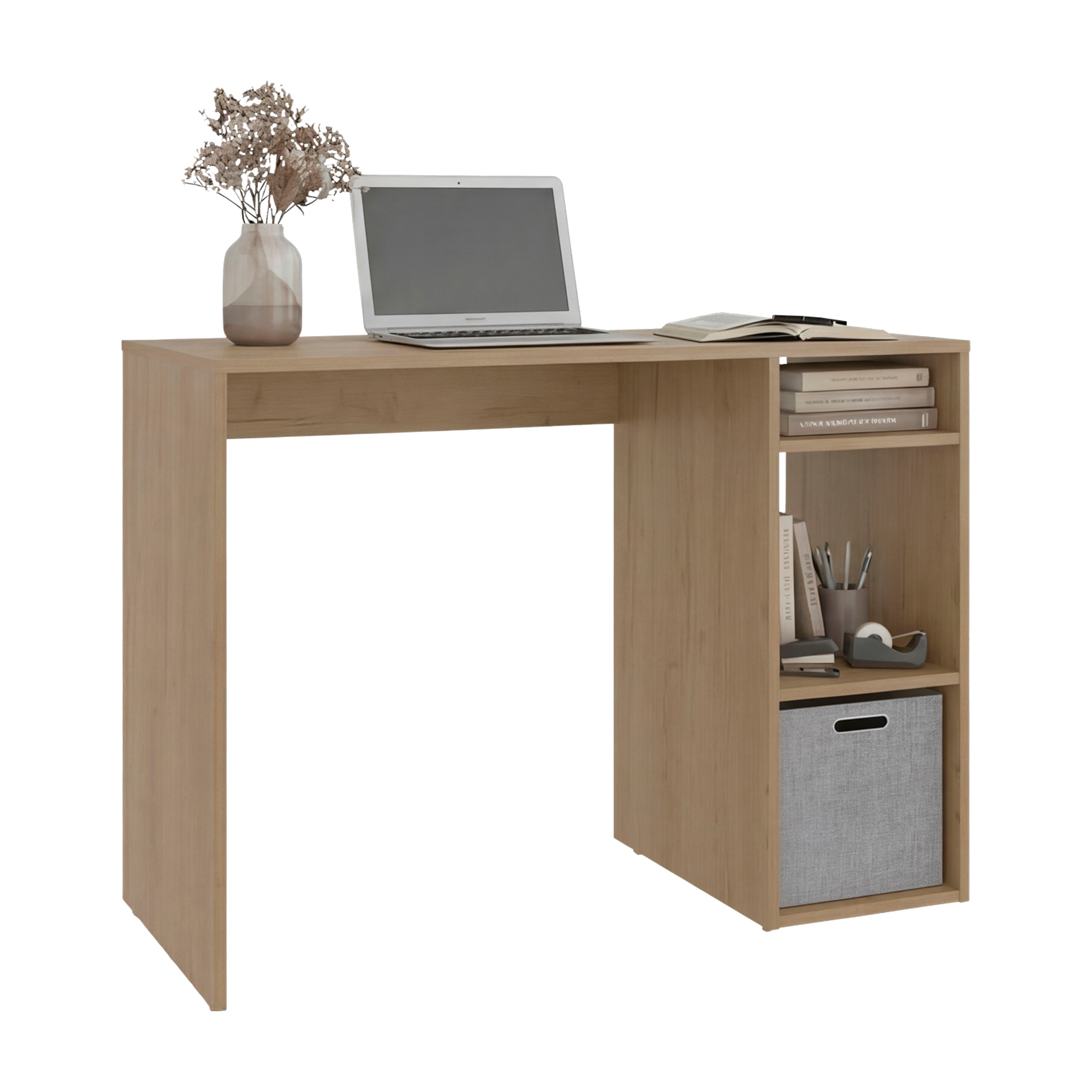 Tinyhomie Dalia Compact Computer Desk with 3 Tier Side Open Storage ...