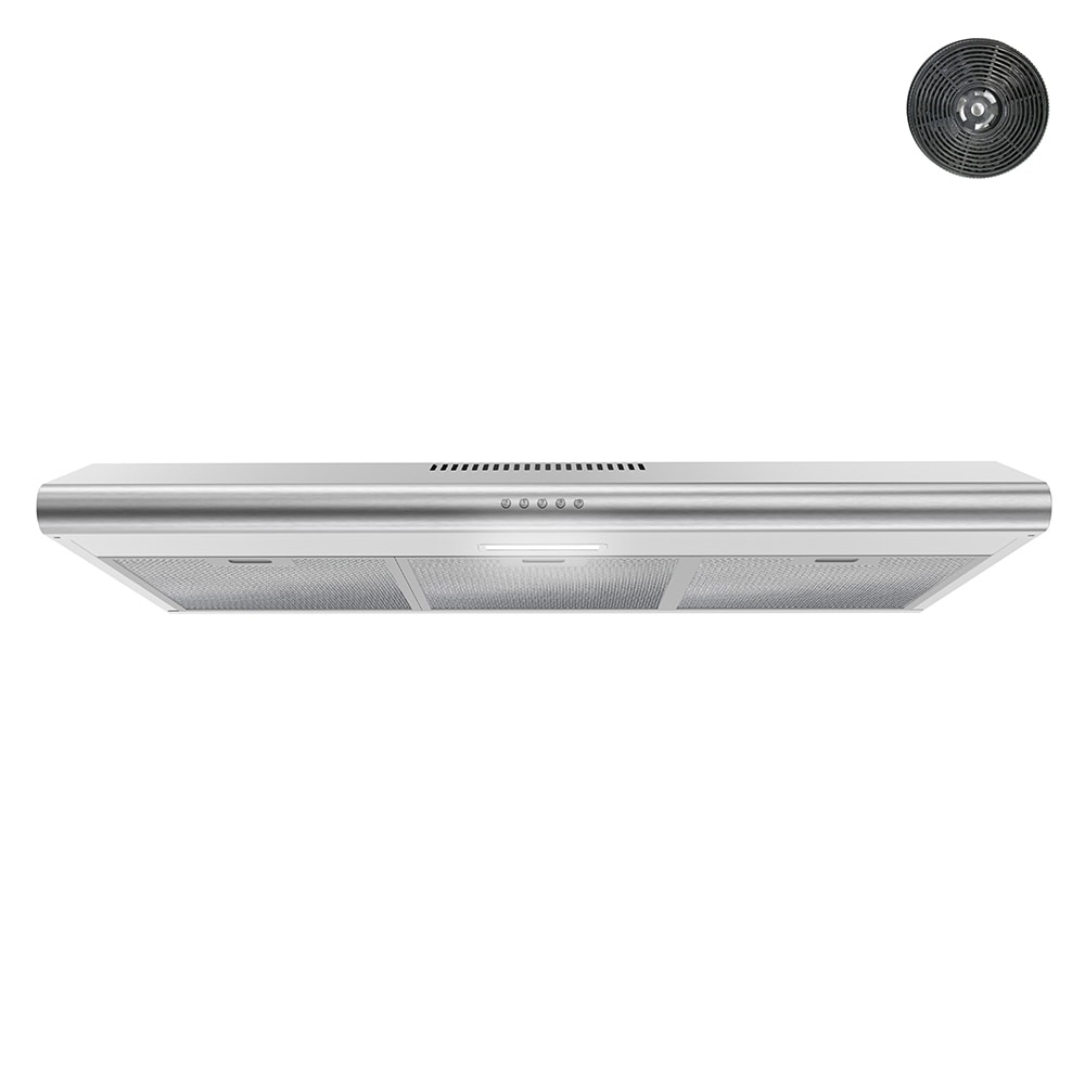 Streamline T-10711-1-CL 36 inch Convertible 80-CFM Brushed Stainless Steel Under Cabinet Range Hood with Charcoal Filter