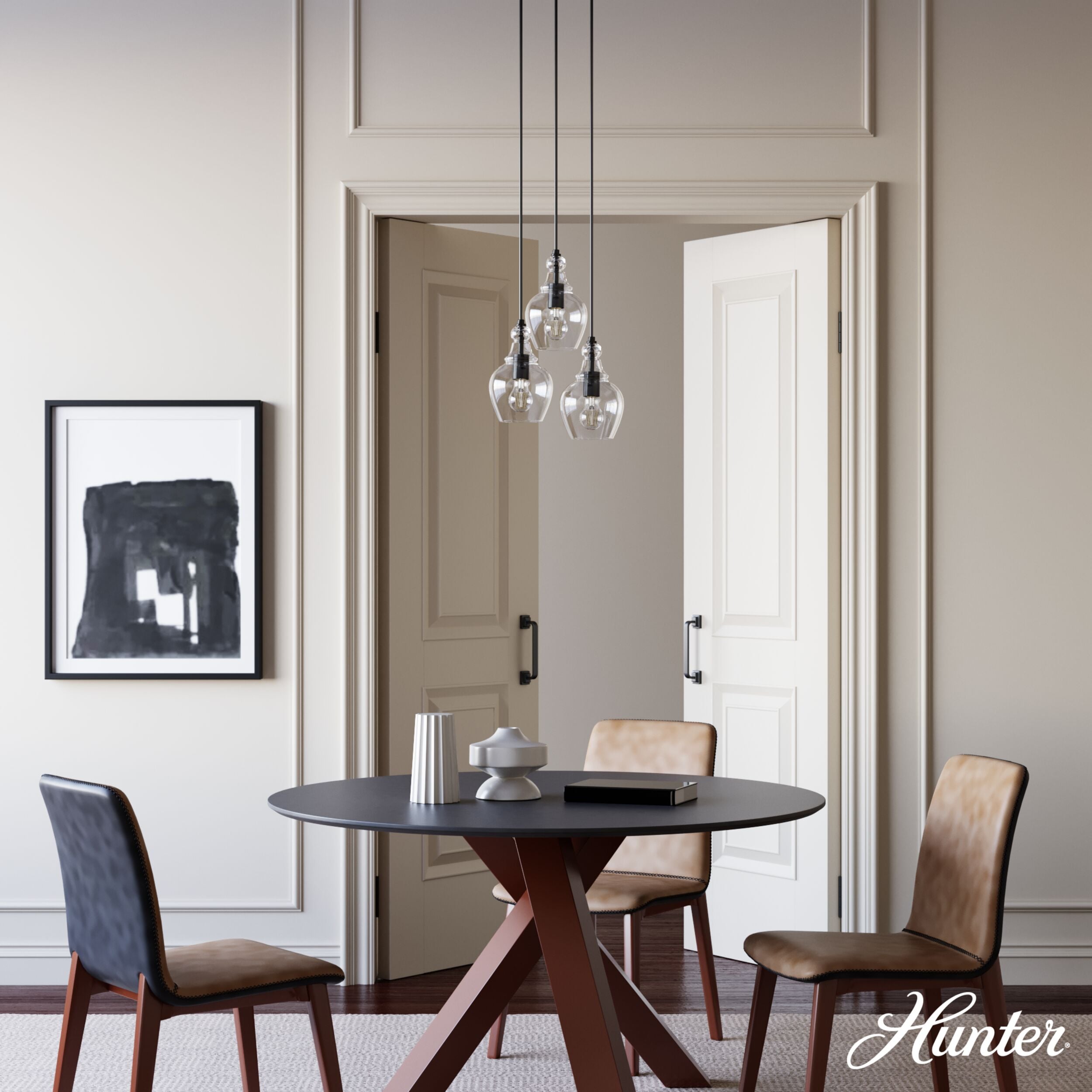 Noble Bronze 3-Light Cluster Pendant with Clear Glass Shades
