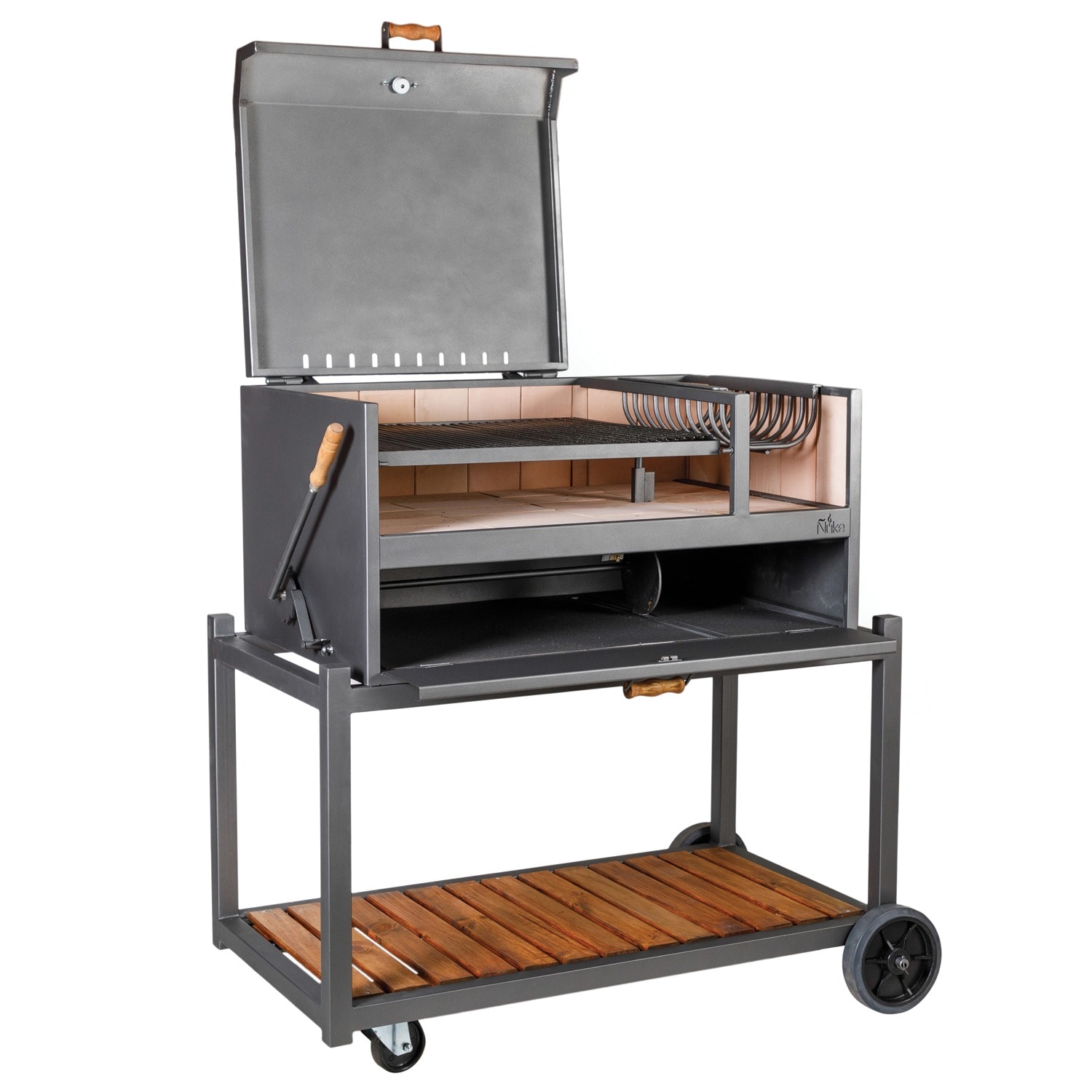 Nuke Gaucho Medium Black Charcoal Grill, 547 Sq. Inches Cooking Area, Ceramic Lid, Refractory Brick-lined Firebox