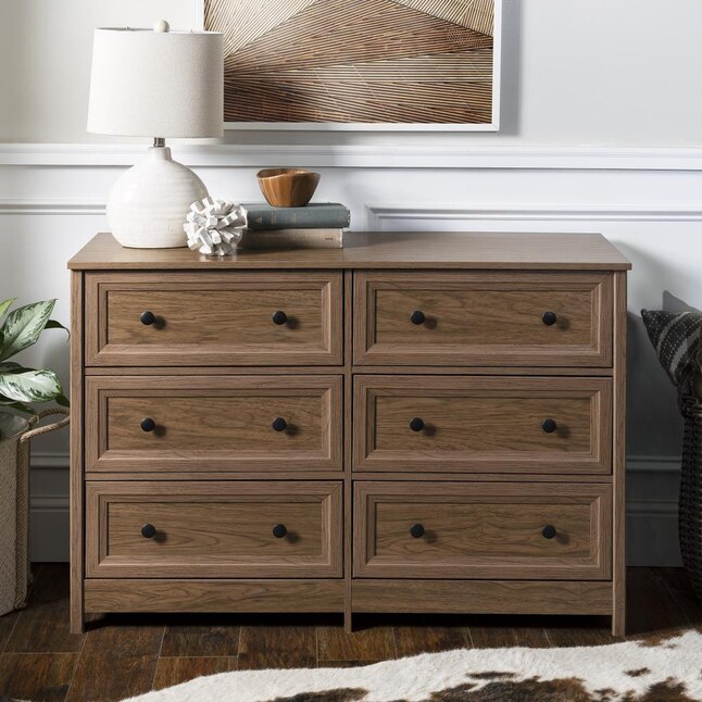 Walker Edison Dark Walnut 6 Drawer Standard Dresser in the Dressers Walker Edison Dark Walnut 6 Drawer Standard Dresser in the Dressers
